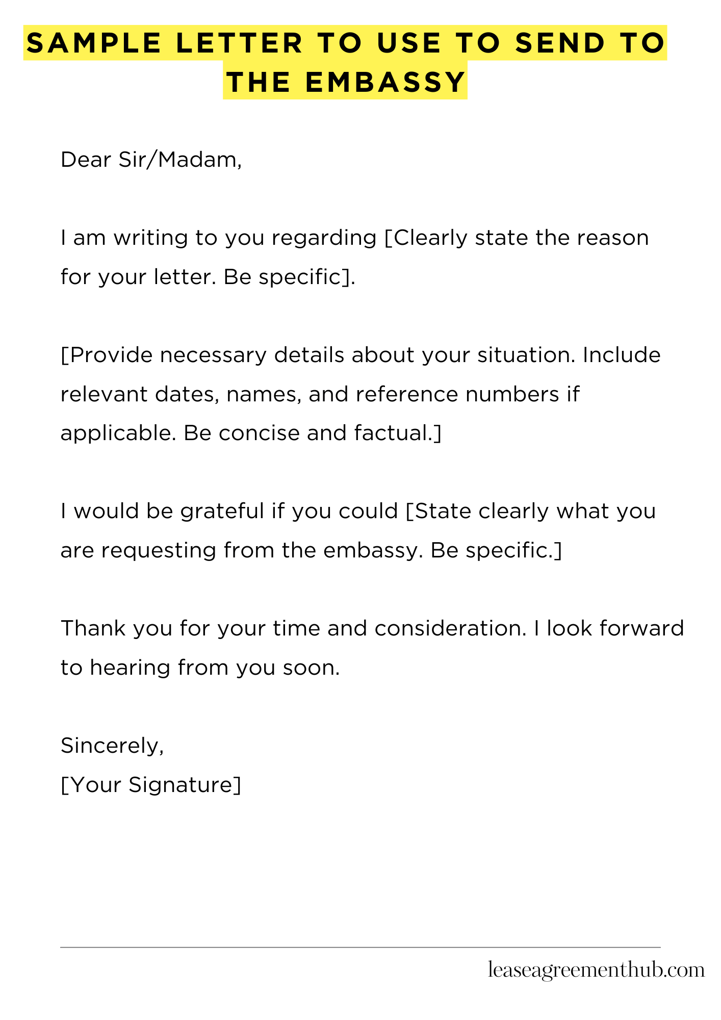 Sample Letter To Use To Send To The Embassy