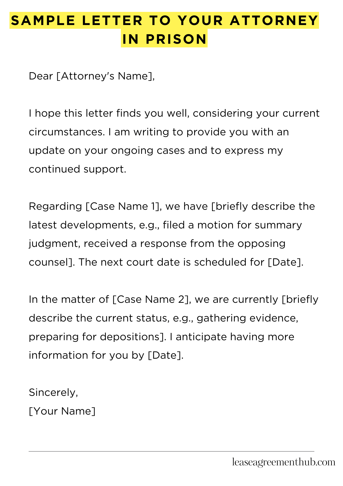 Sample Letter To Your Attorney In Prison
