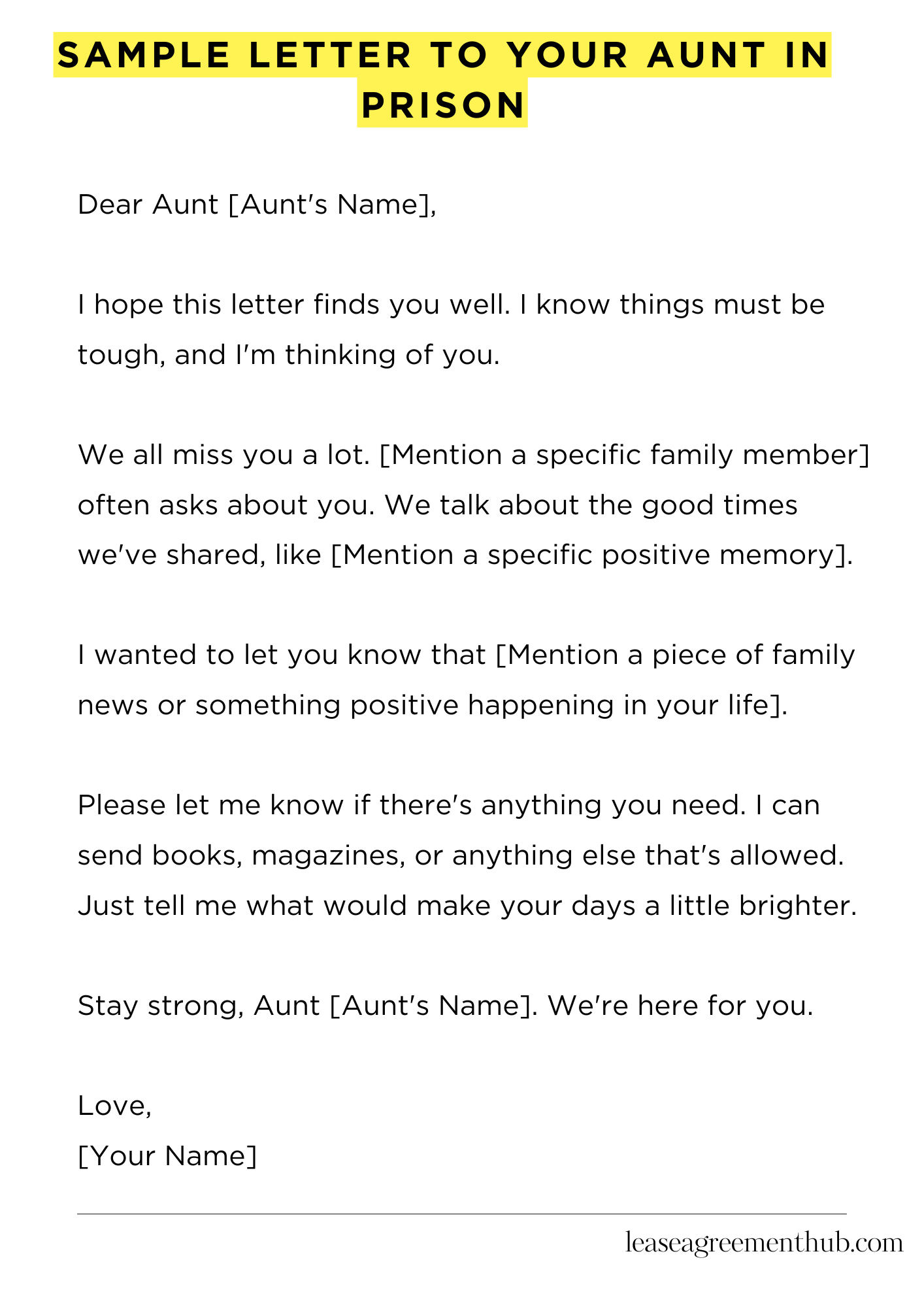 Sample Letter To Your Aunt In Prison