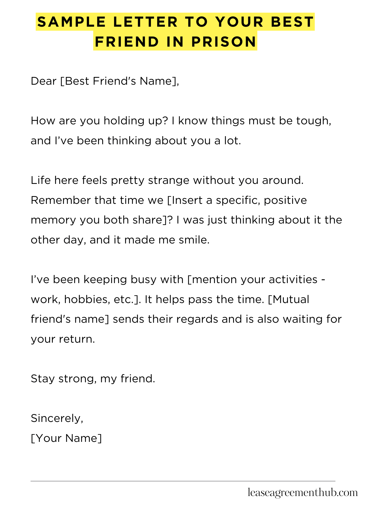 Sample Letter To Your Best Friend In Prison
