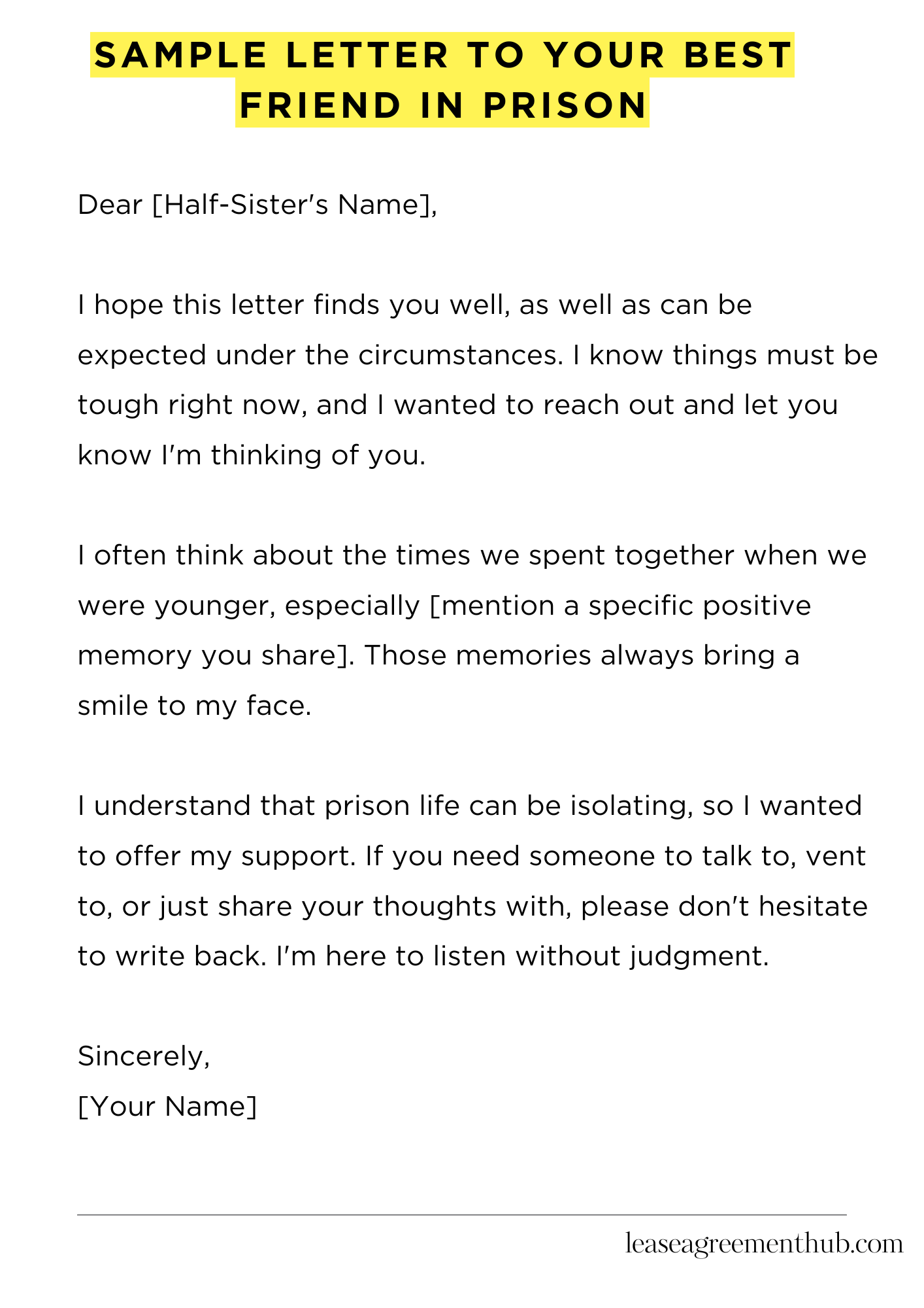 Sample Letter To Your Best Friend In Prison