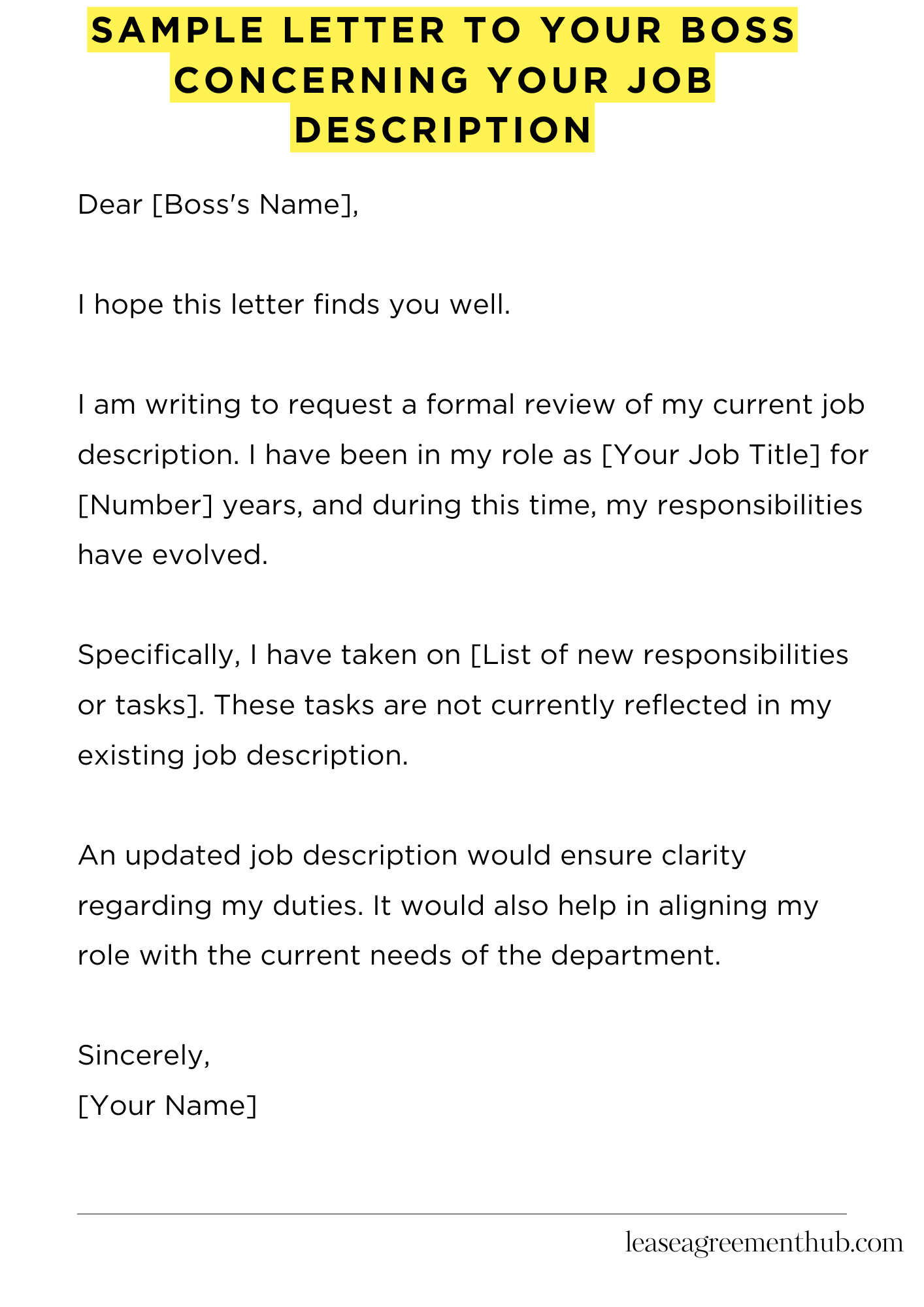 Sample Letter To Your Boss Concerning Your Job Description