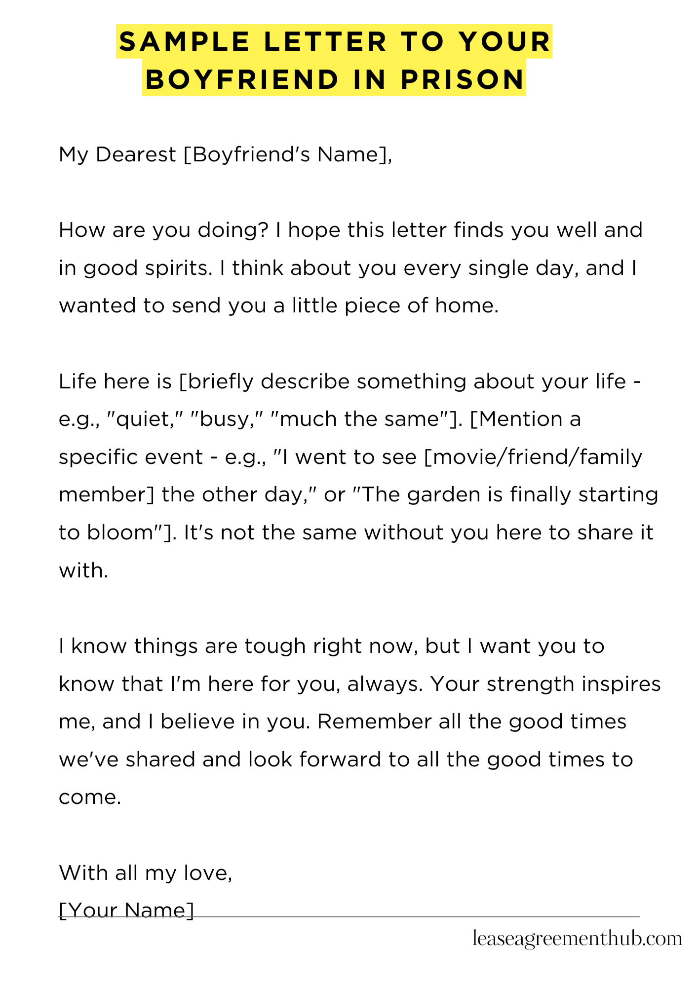 Sample Letter To Your Boyfriend In Prison