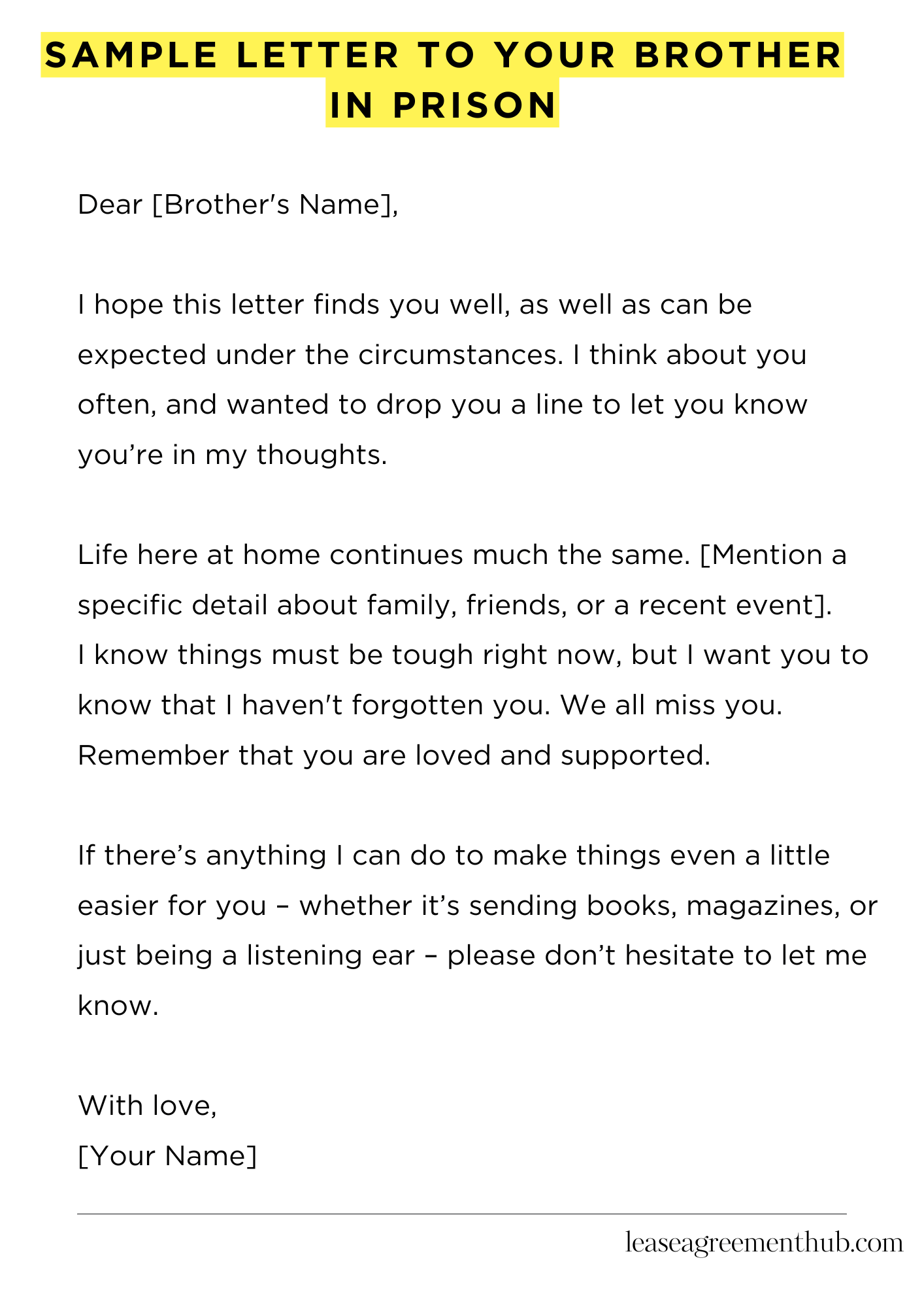 Sample Letter To Your Brother In Prison