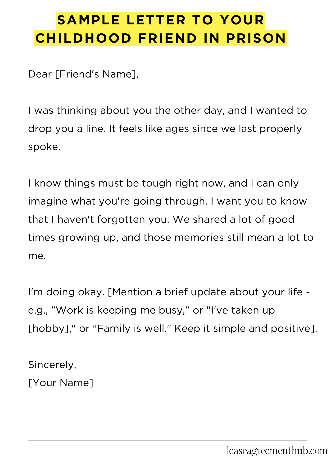 Sample Letter To Your Childhood Friend In Prison