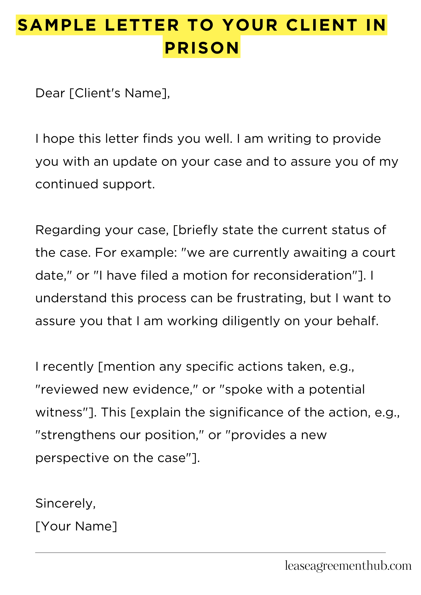 Sample Letter To Your Client In Prison
