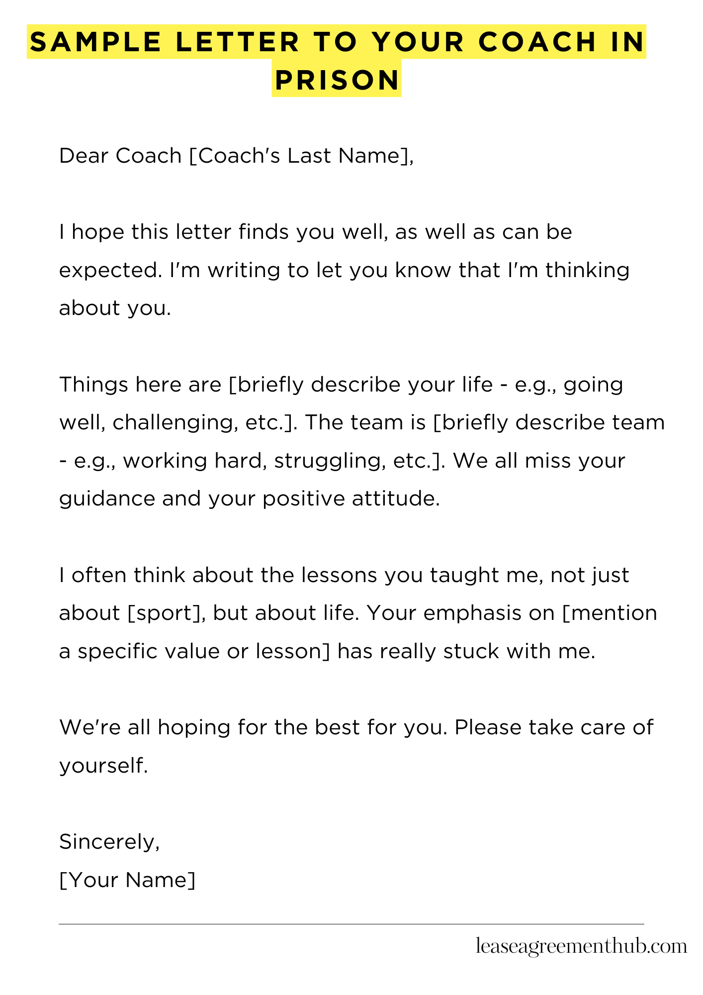 Sample Letter To Your Coach In Prison