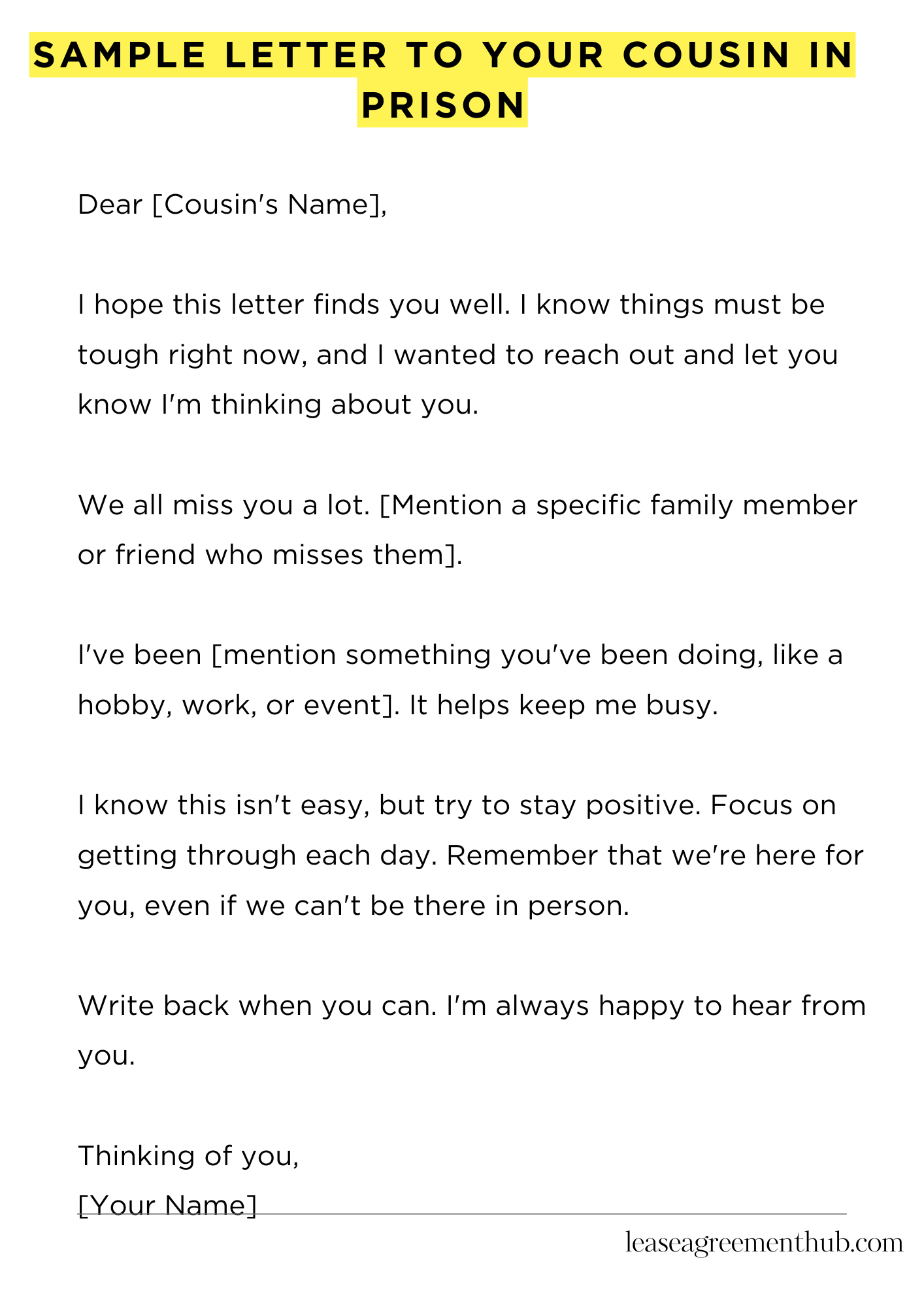 Sample Letter To Your Cousin In Prison