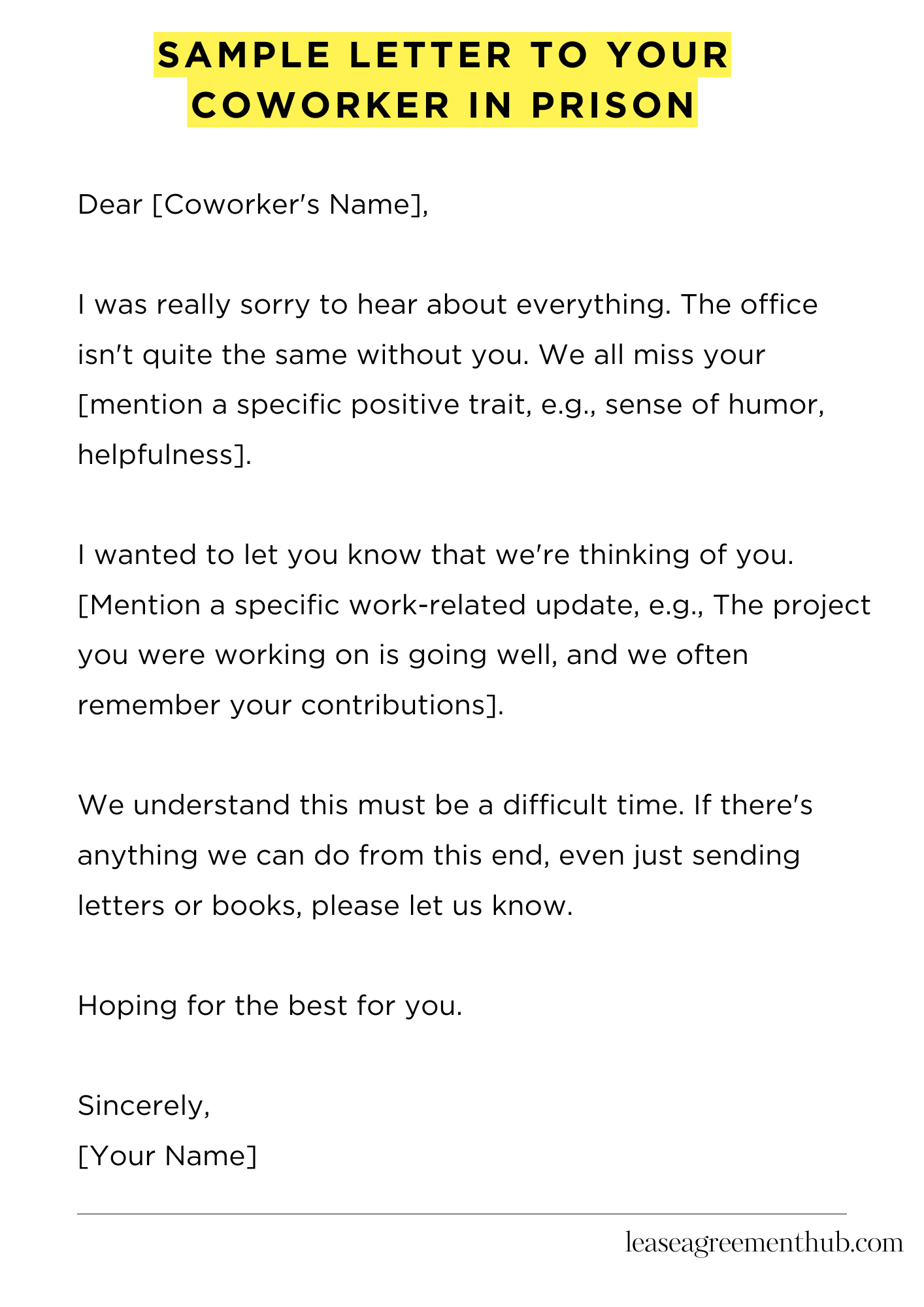 Sample Letter To Your Coworker In Prison