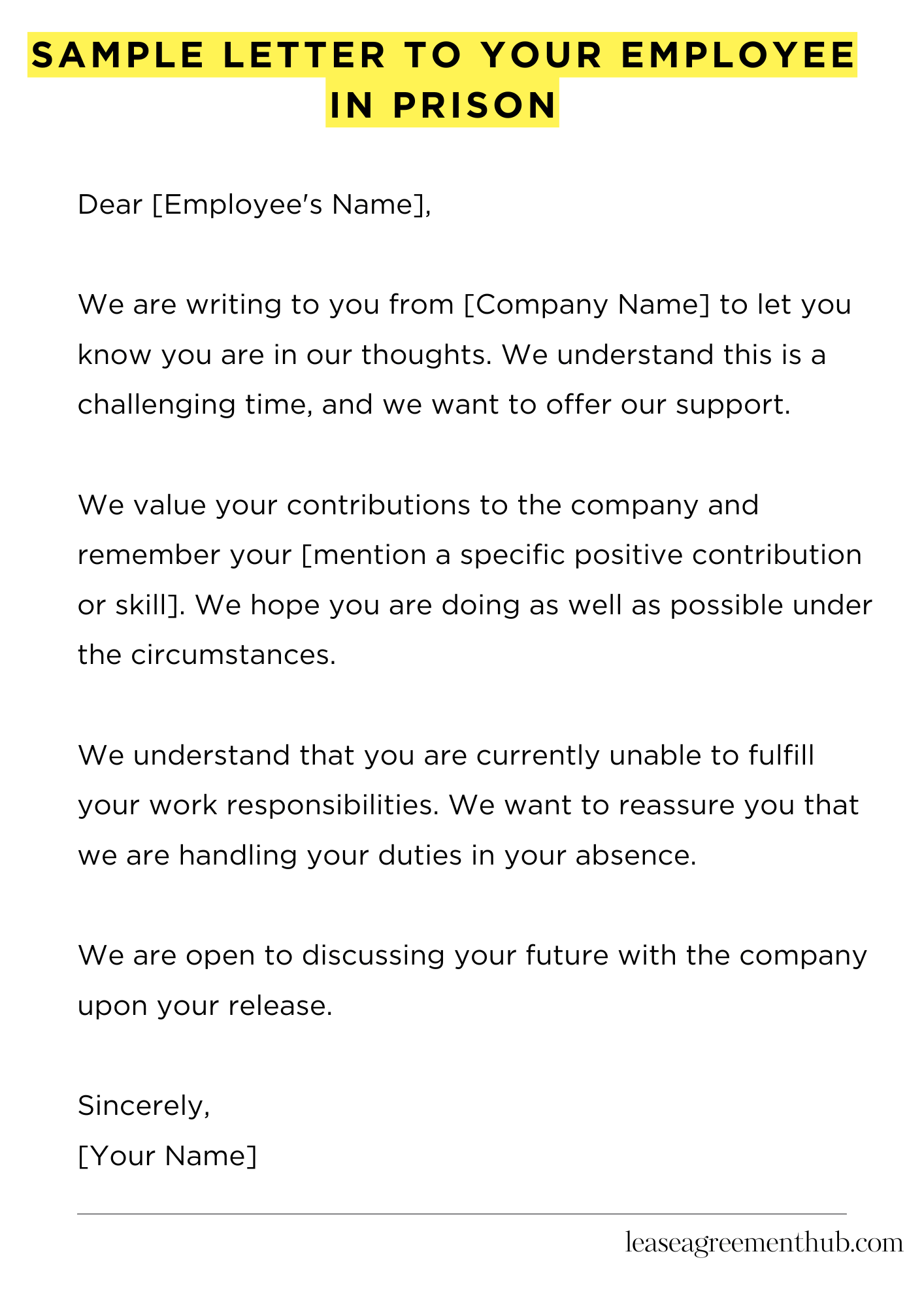 Sample Letter To Your Employee In Prison