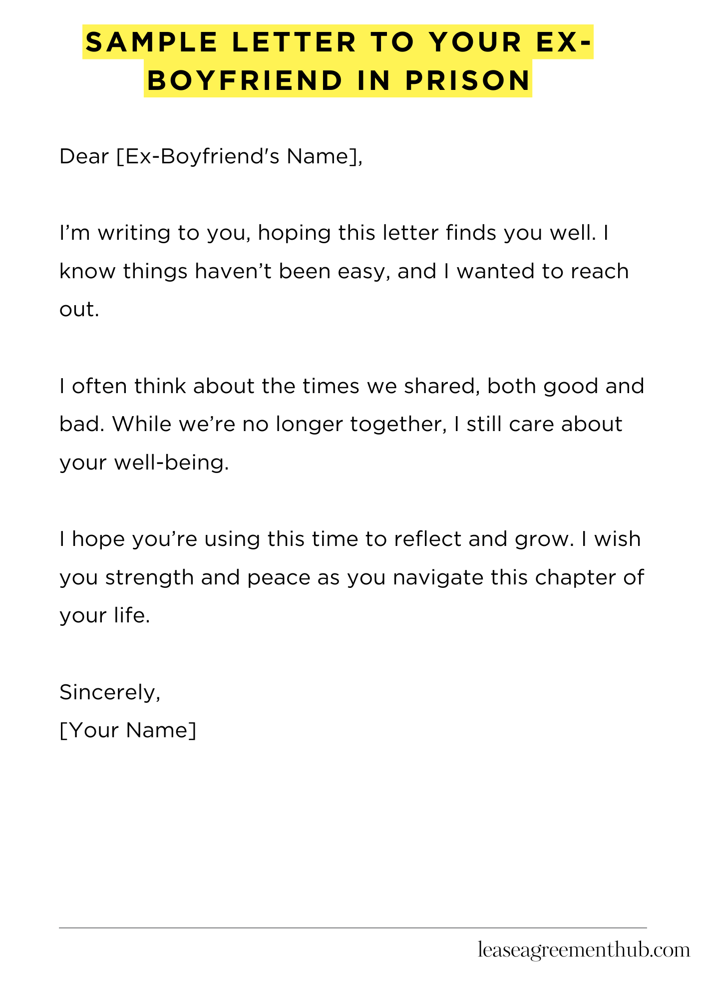 Sample Letter To Your Ex-Boyfriend In Prison
