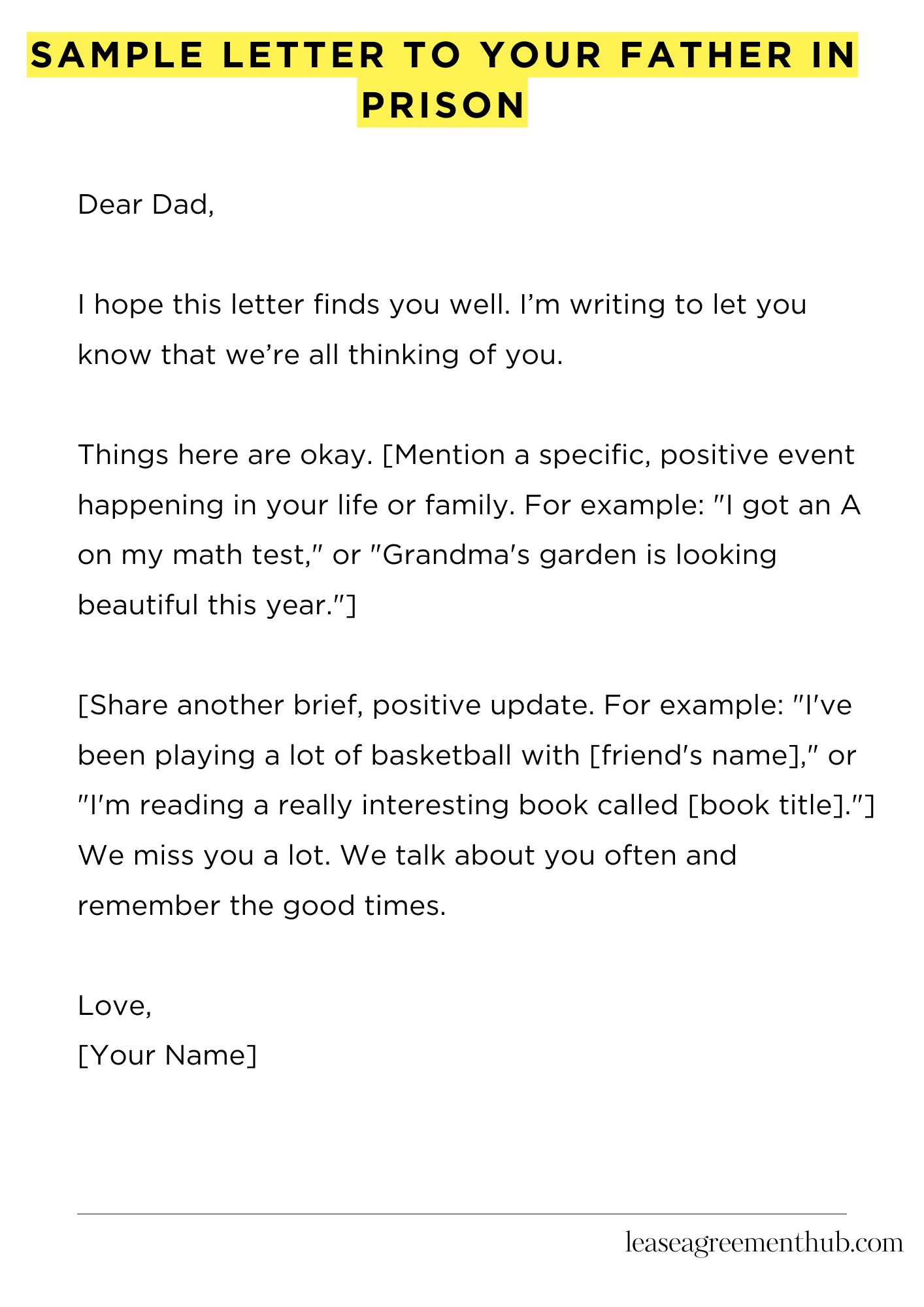 Sample Letter To Your Father In Prison