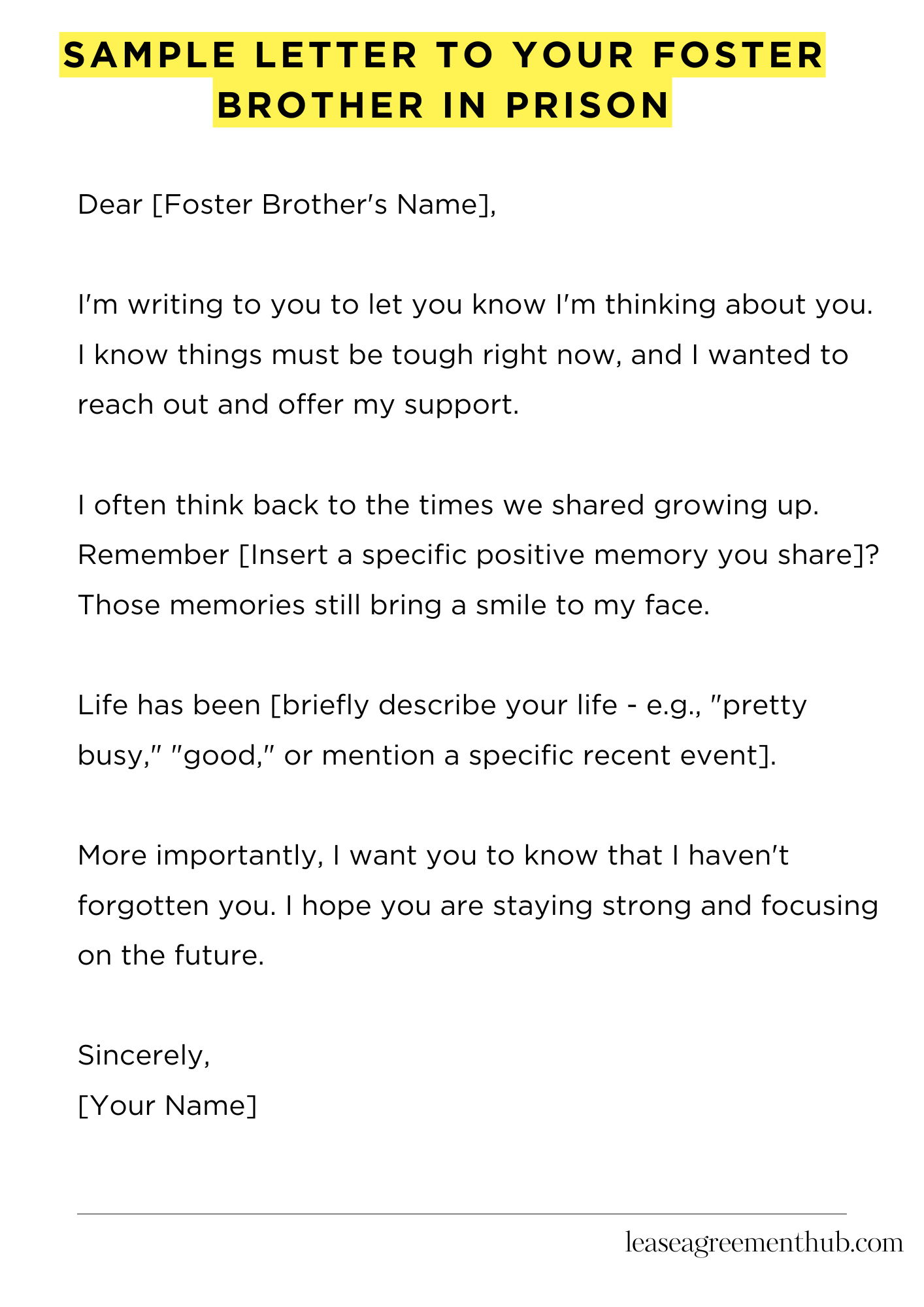 Sample Letter To Your Foster Brother In Prison