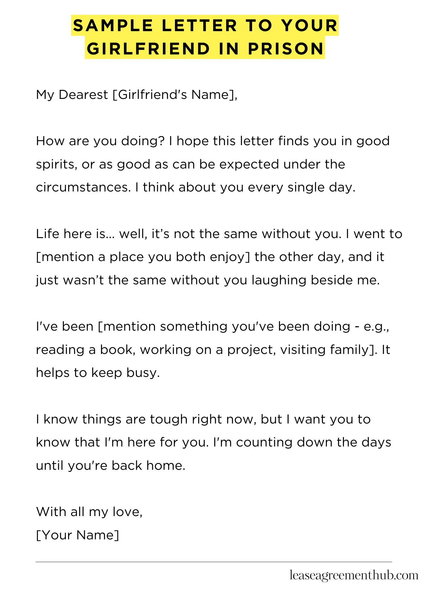 Sample Letter To Your Girlfriend In Prison