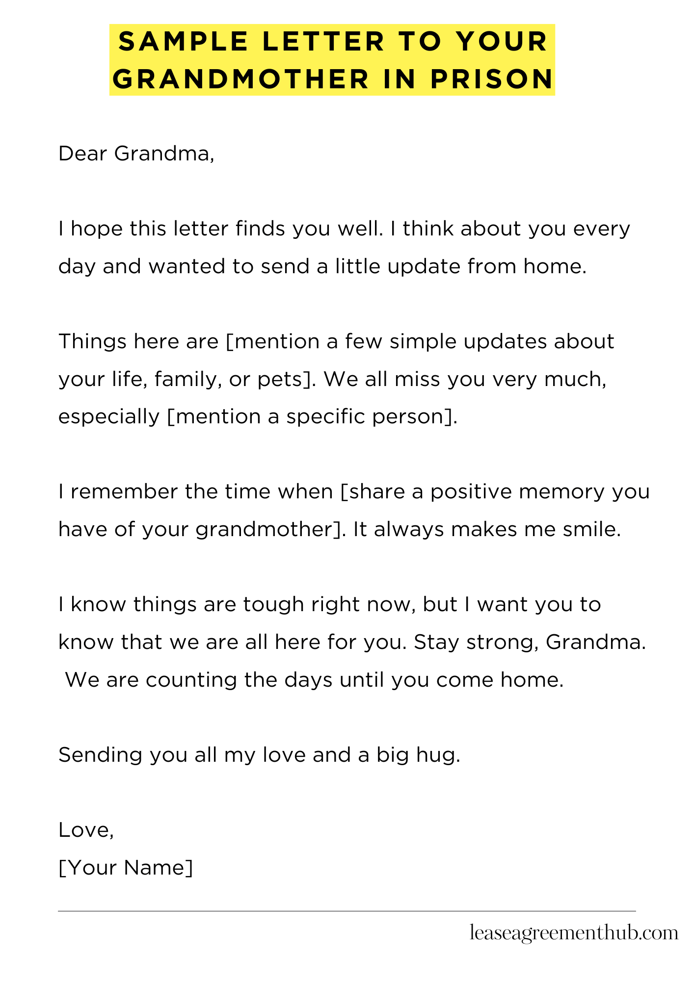Sample Letter To Your Grandmother In Prison