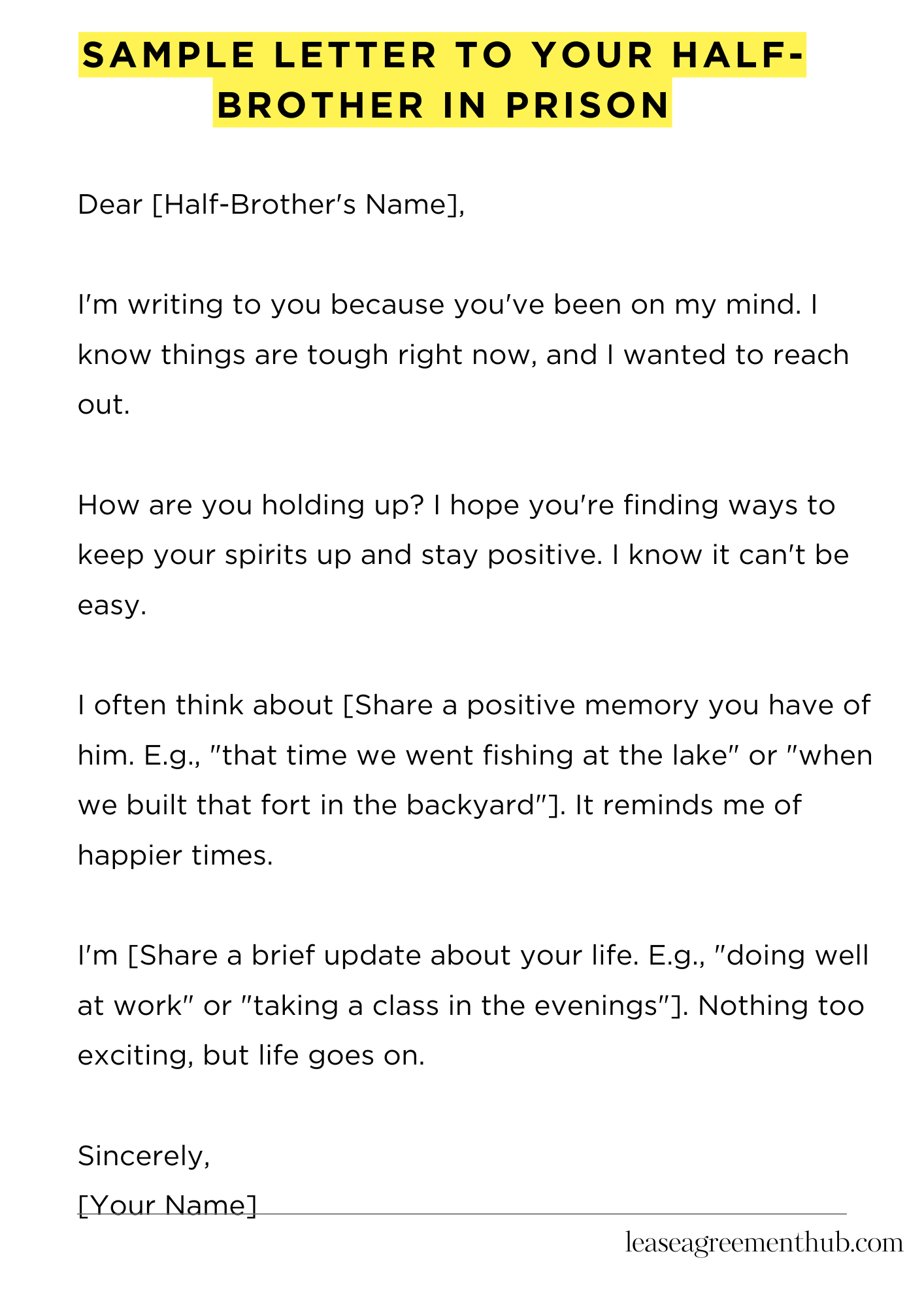 Sample Letter To Your Half-Brother In Prison