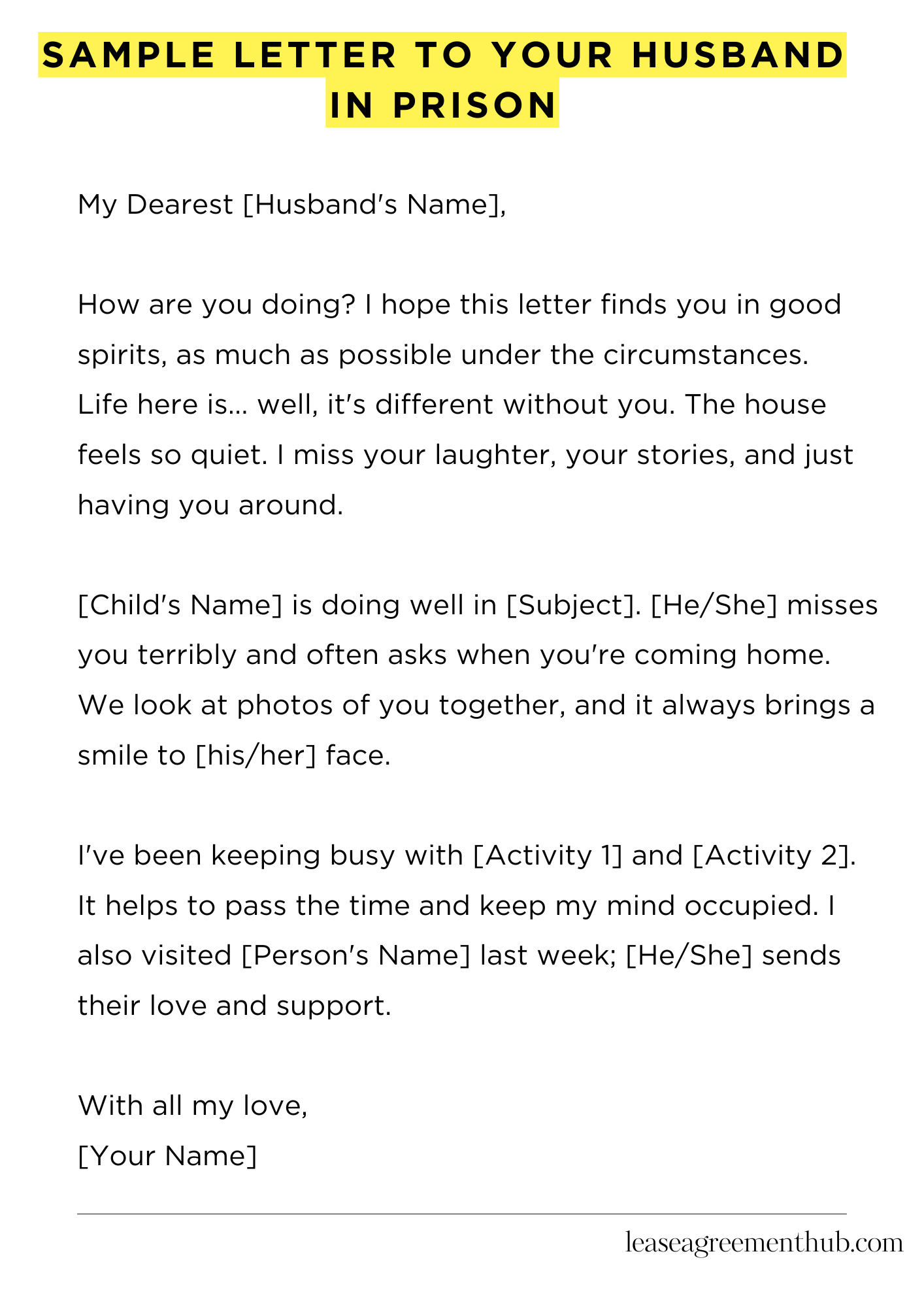Sample Letter To Your Husband In Prison