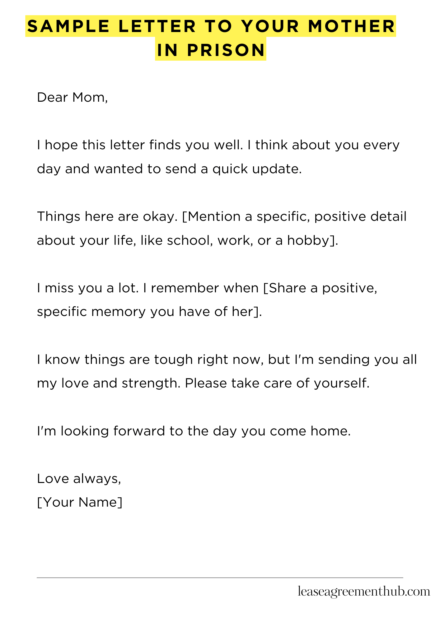 Sample Letter To Your Mother In Prison