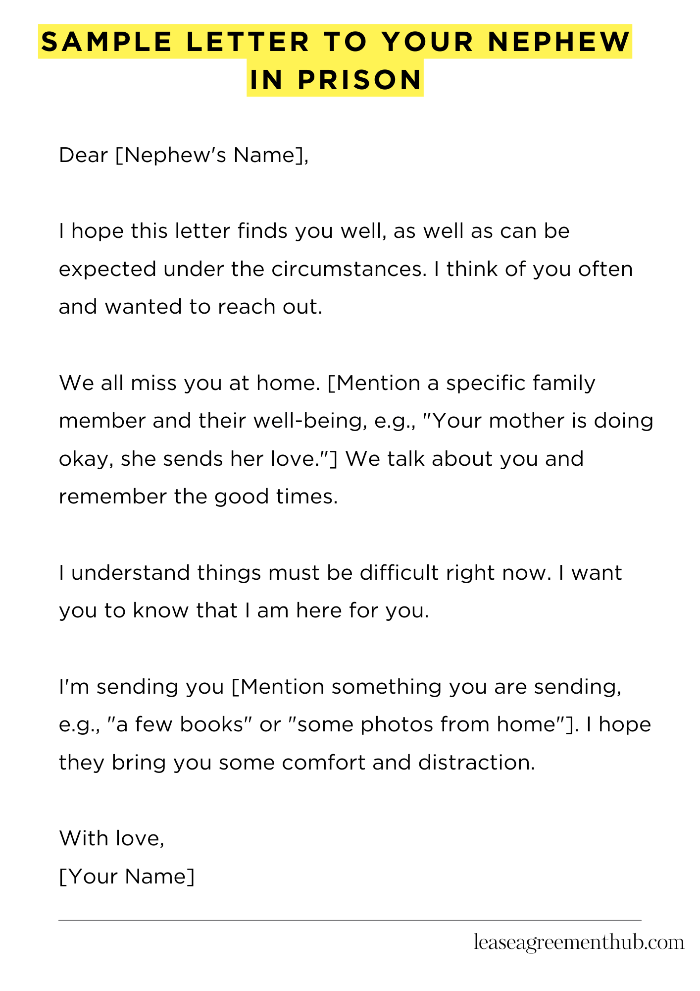 Sample Letter To Your Nephew In Prison