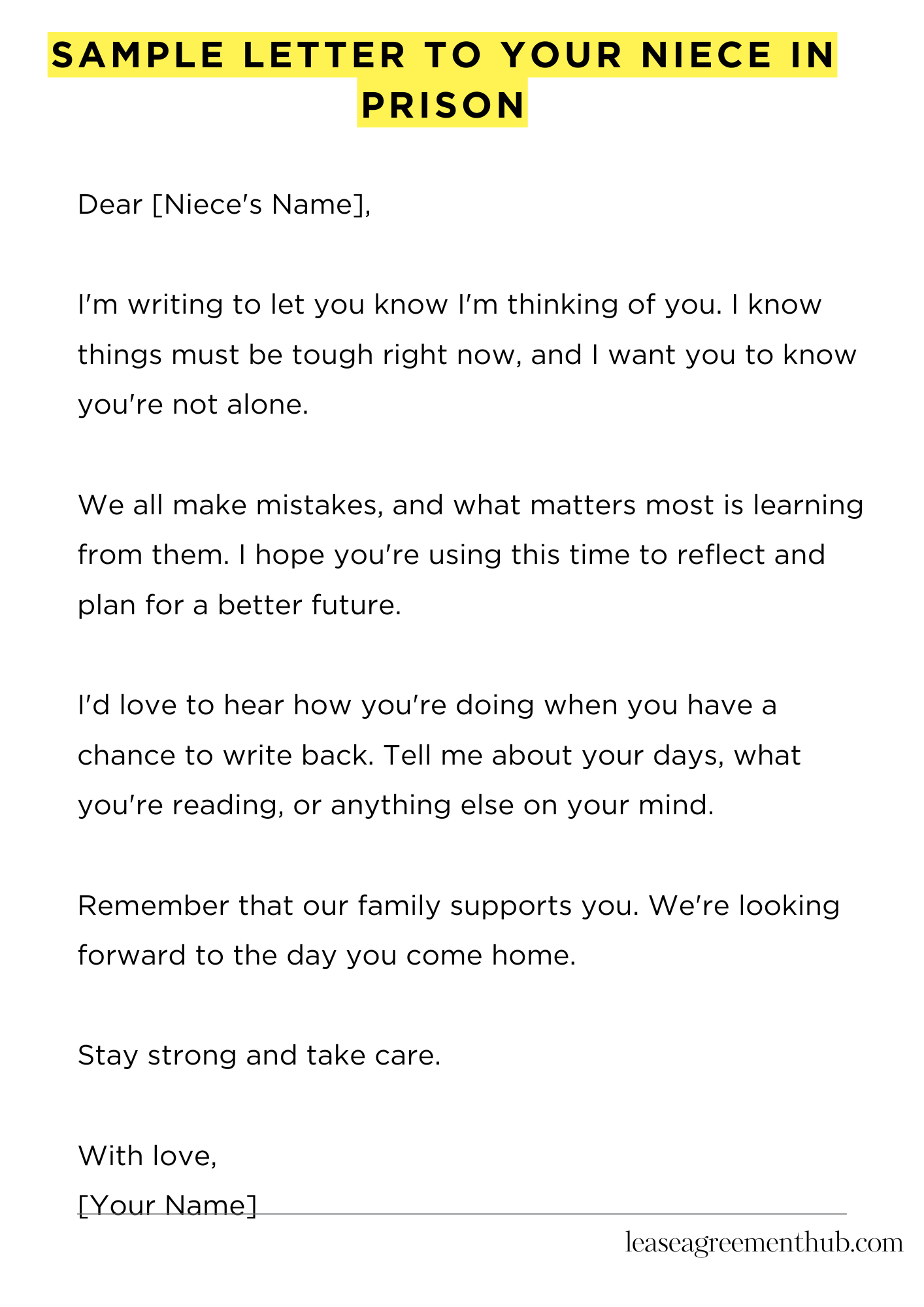 Sample Letter To Your Niece In Prison