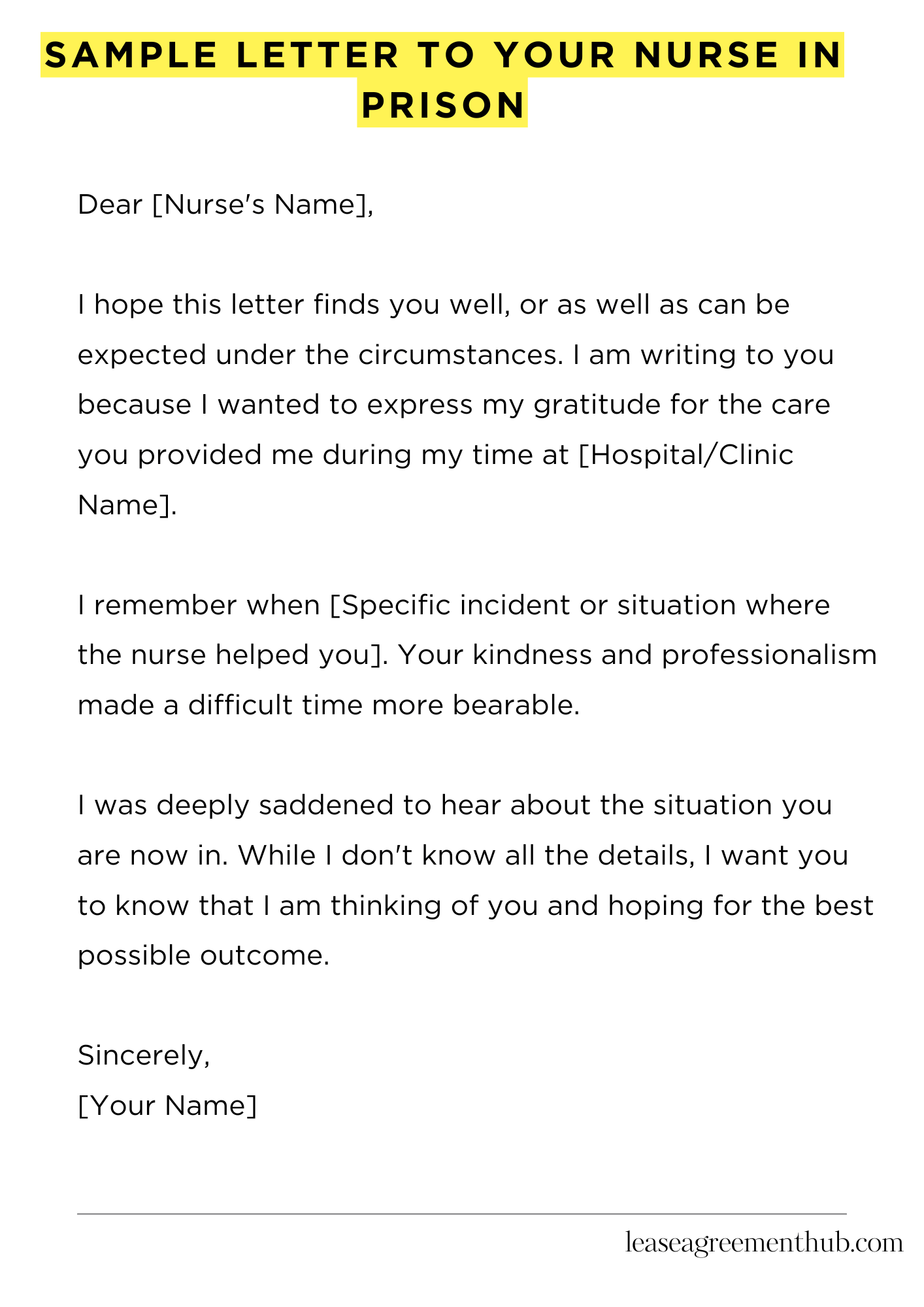 Sample Letter To Your Nurse In Prison