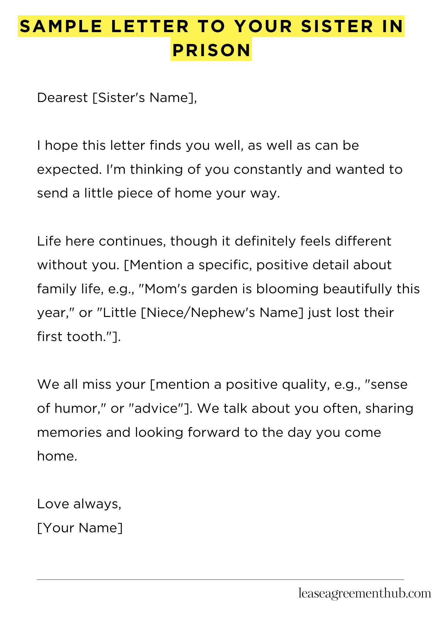 Sample Letter To Your Sister In Prison