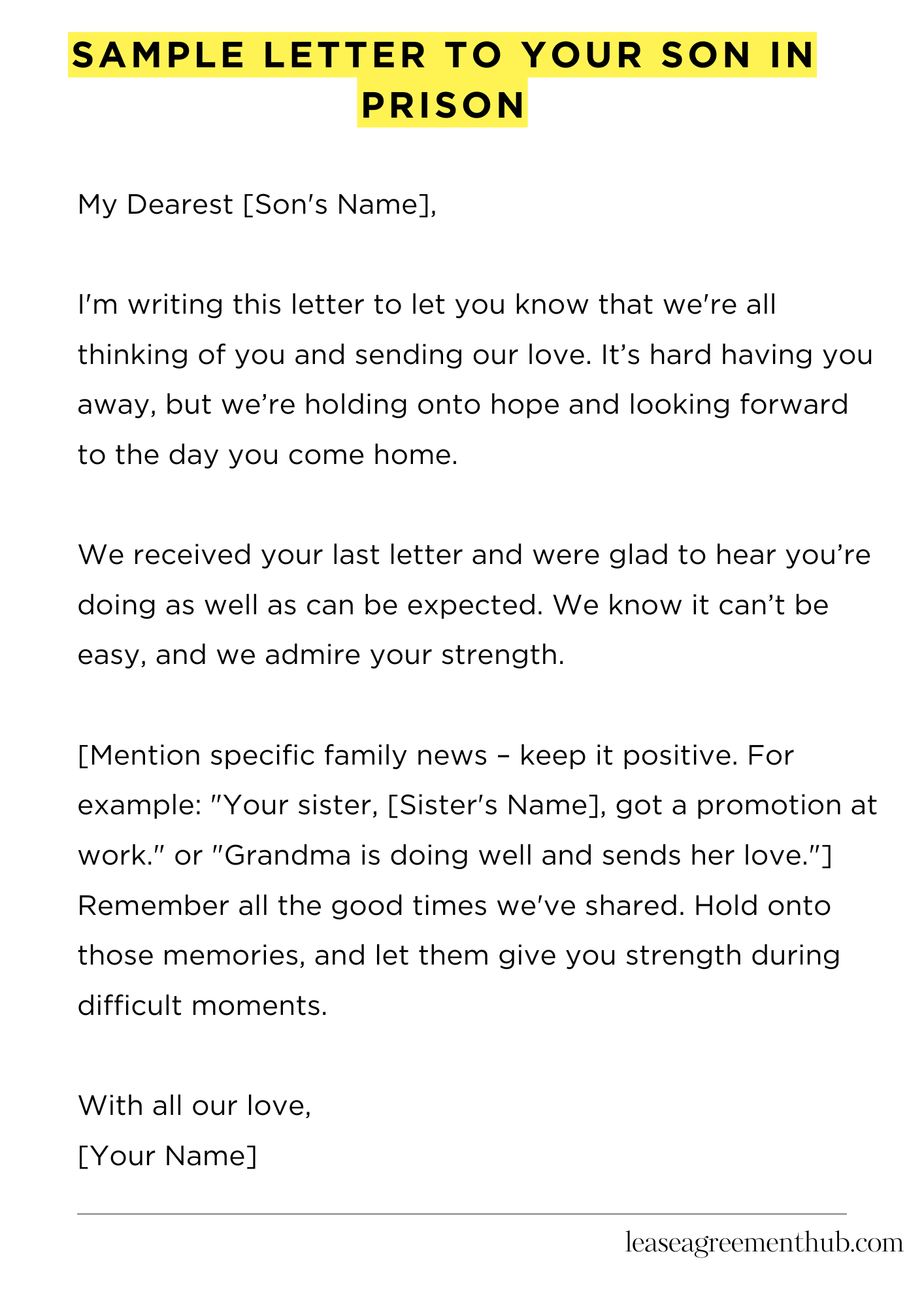 Sample Letter To Your Son In Prison