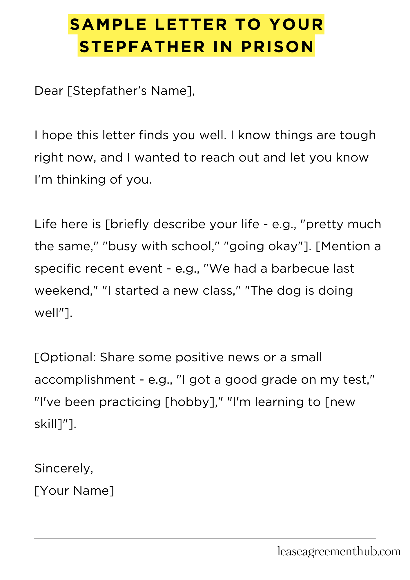 Sample Letter To Your Stepfather In Prison