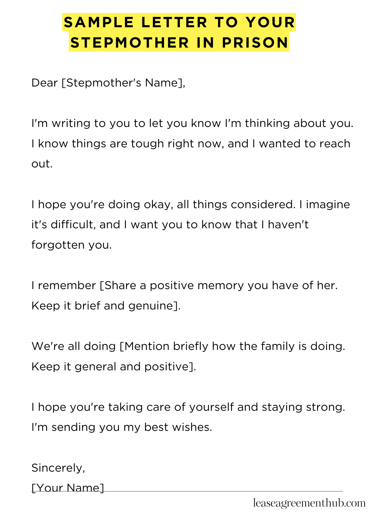 Sample Letter To Your Stepmother In Prison