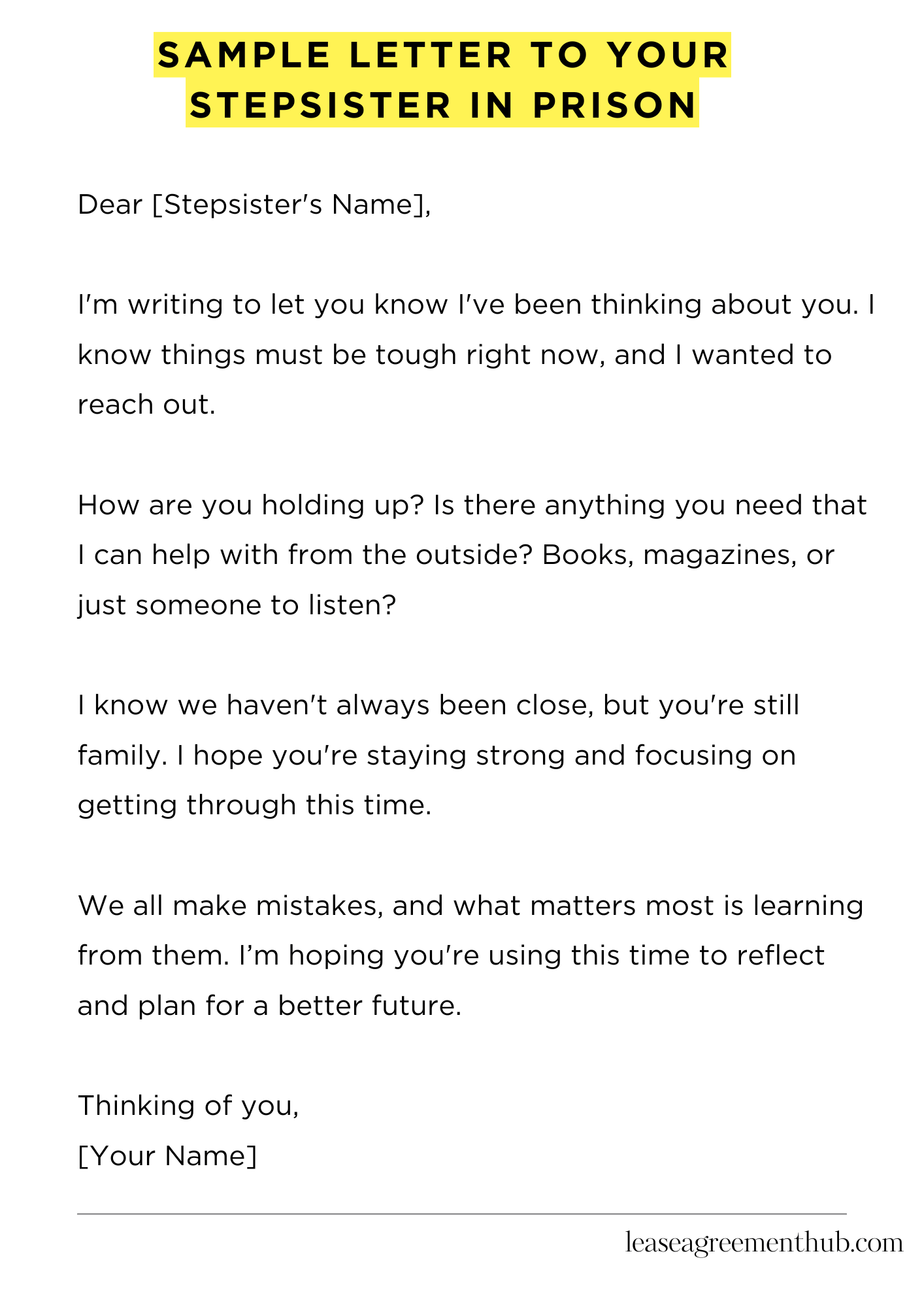 Sample Letter To Your Stepsister In Prison