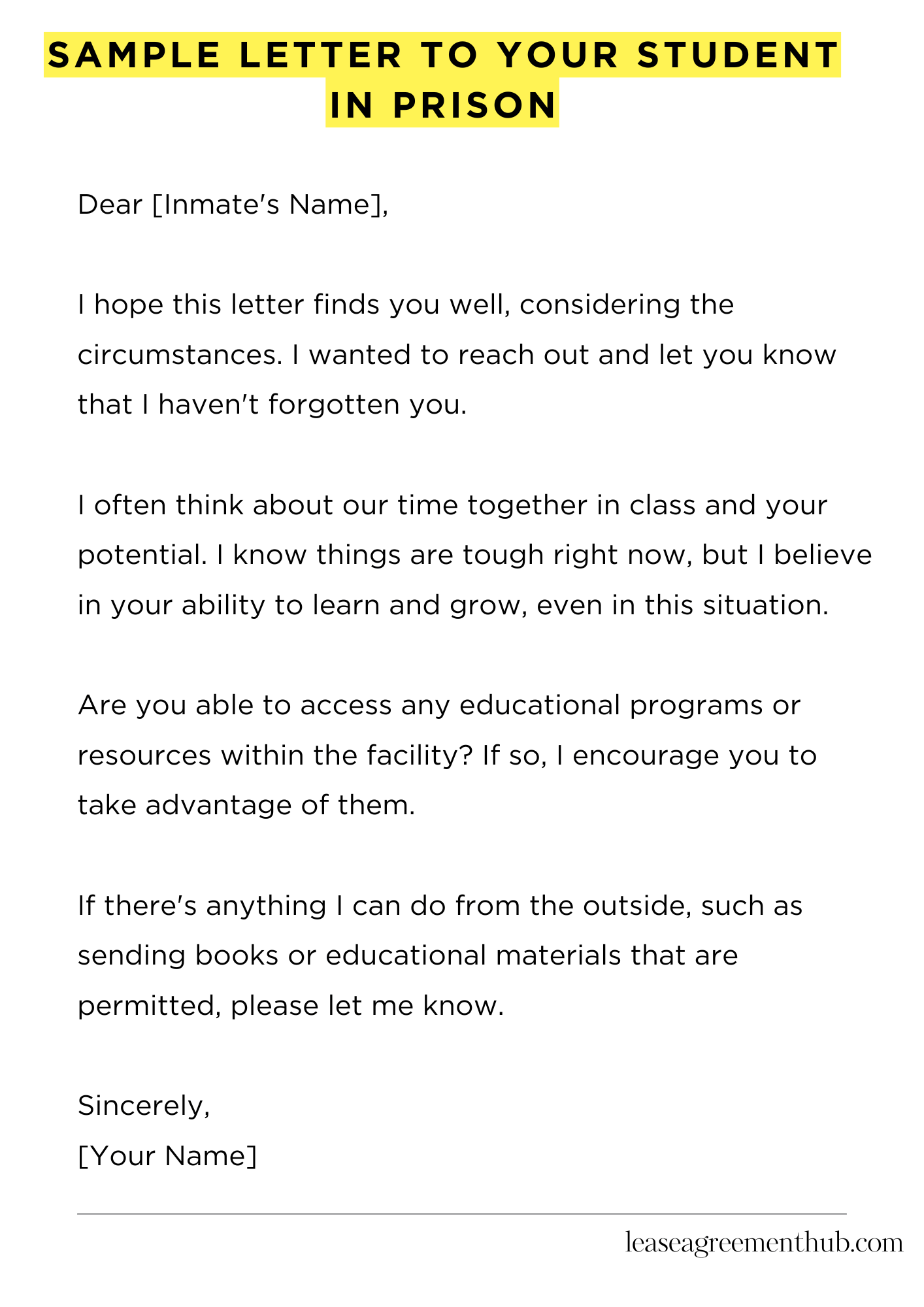 Sample Letter To Your Student In Prison
