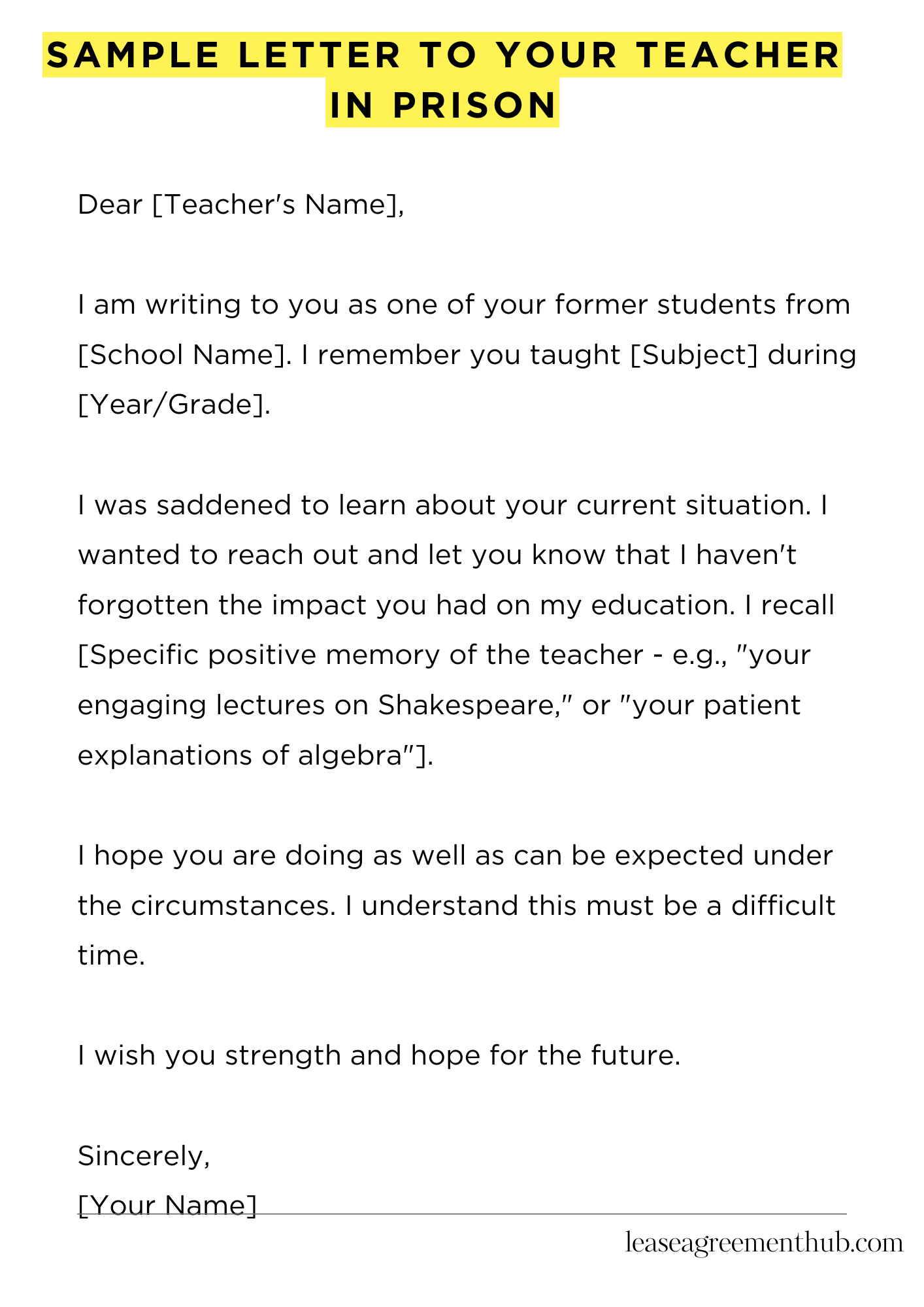 Sample Letter To Your Teacher In Prison