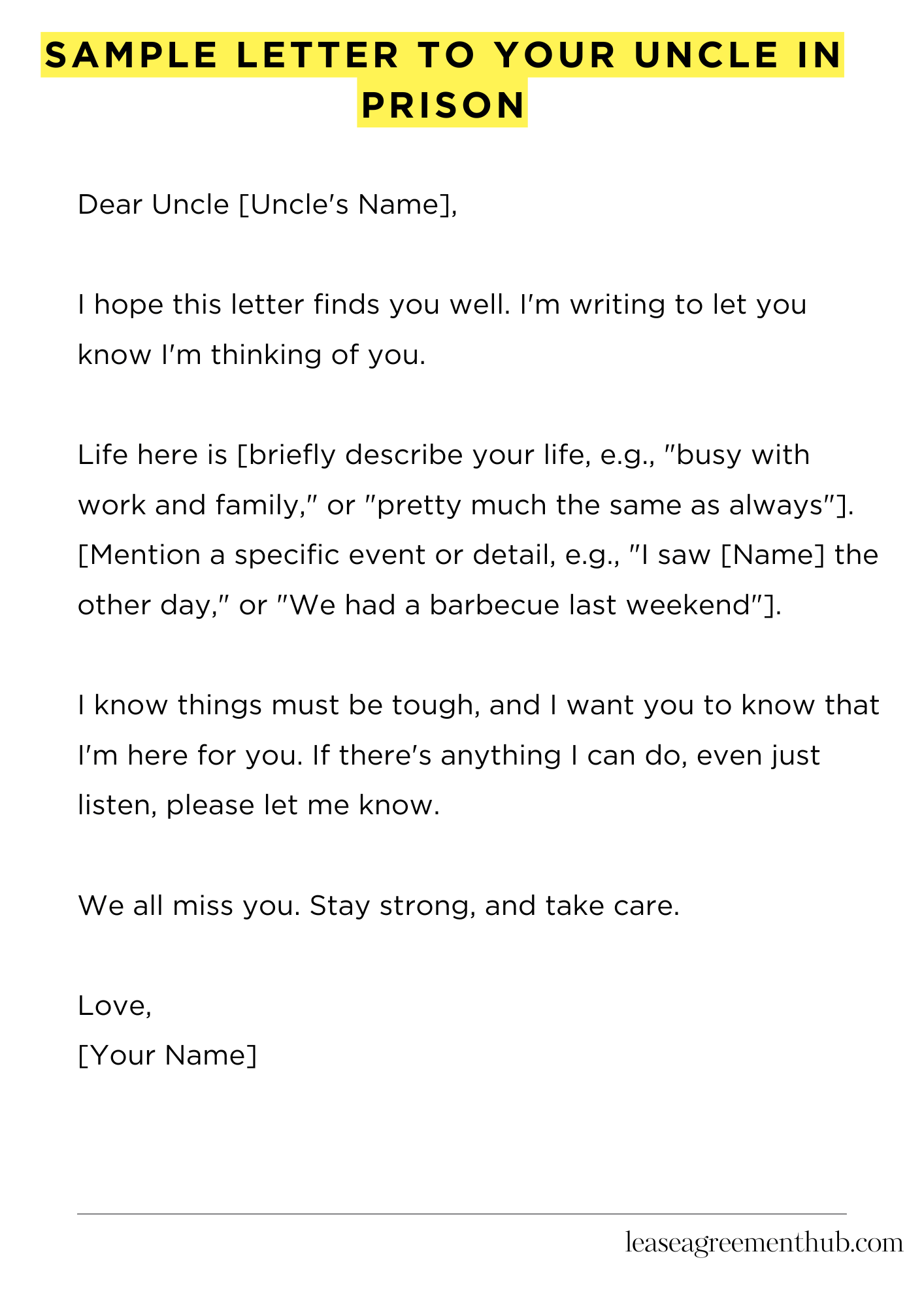 Sample Letter To Your Uncle In Prison