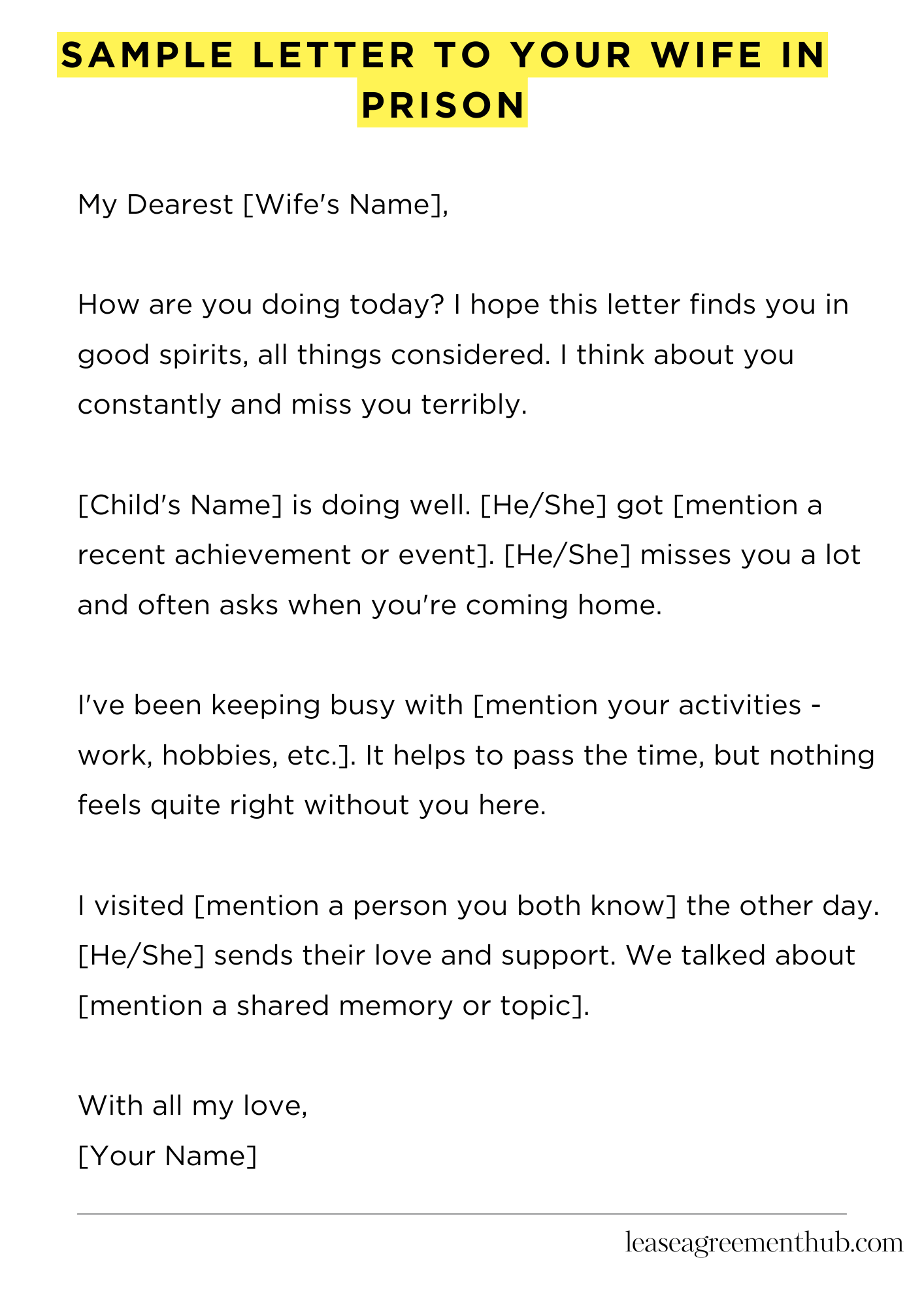 Sample Letter To Your Wife In Prison