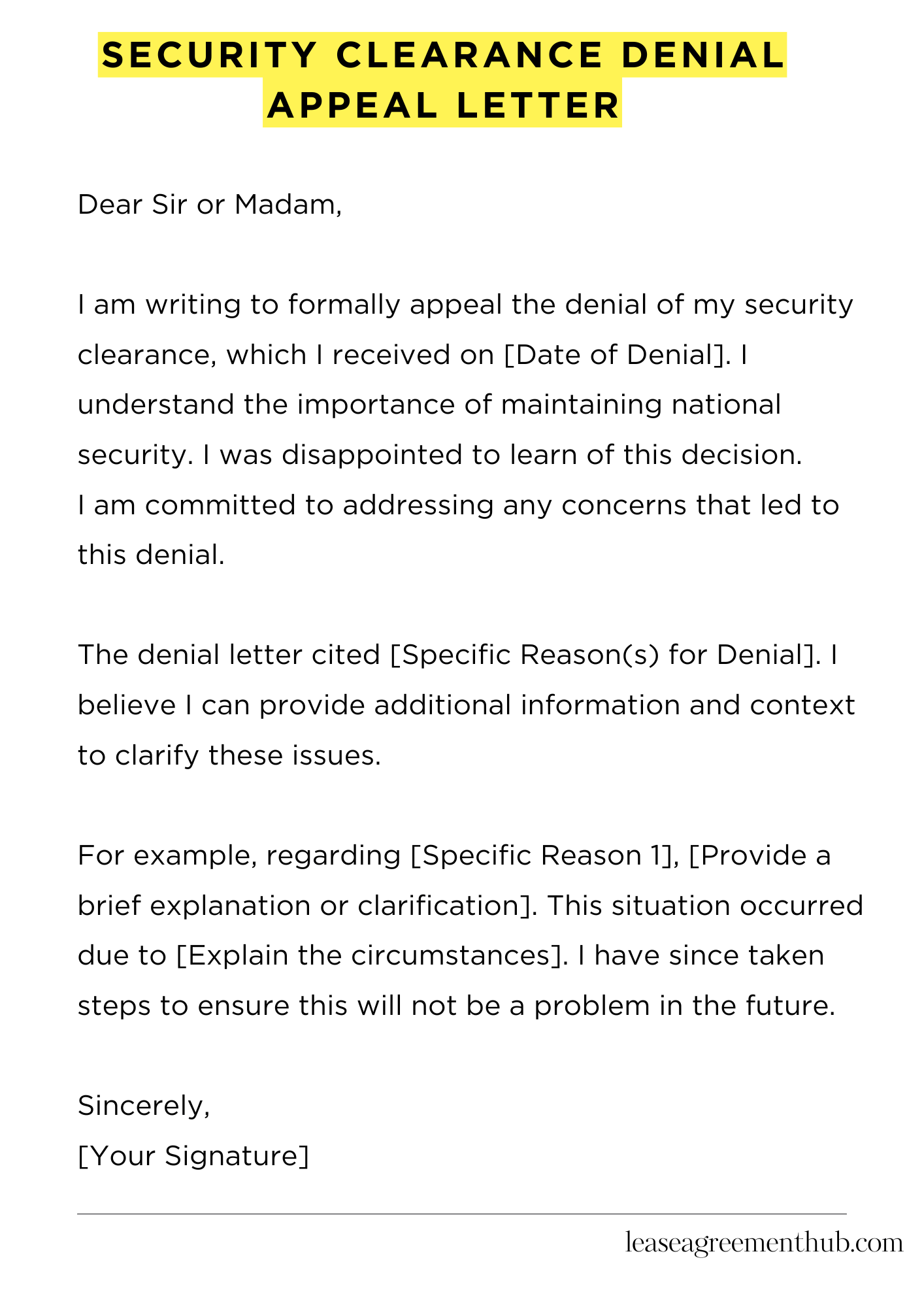 Security Clearance Denial Appeal Letter