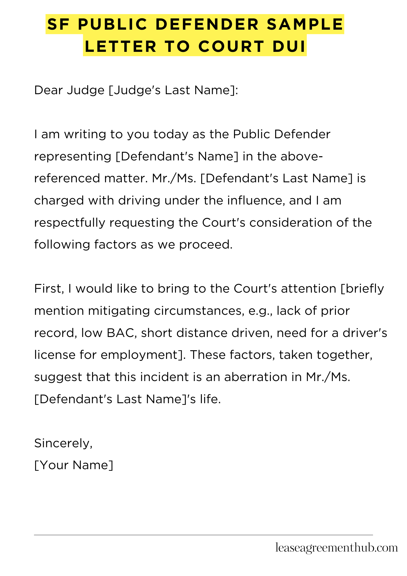 Sf Public Defender Sample Letter To Court Dui