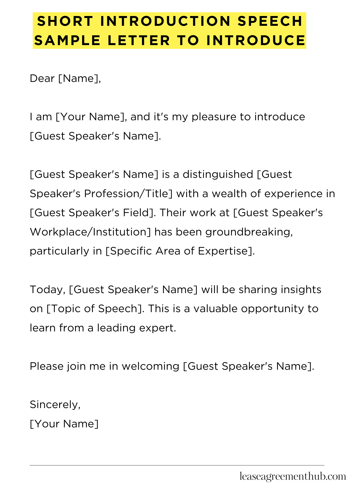 Short Introduction Speech Sample Letter To Introduce