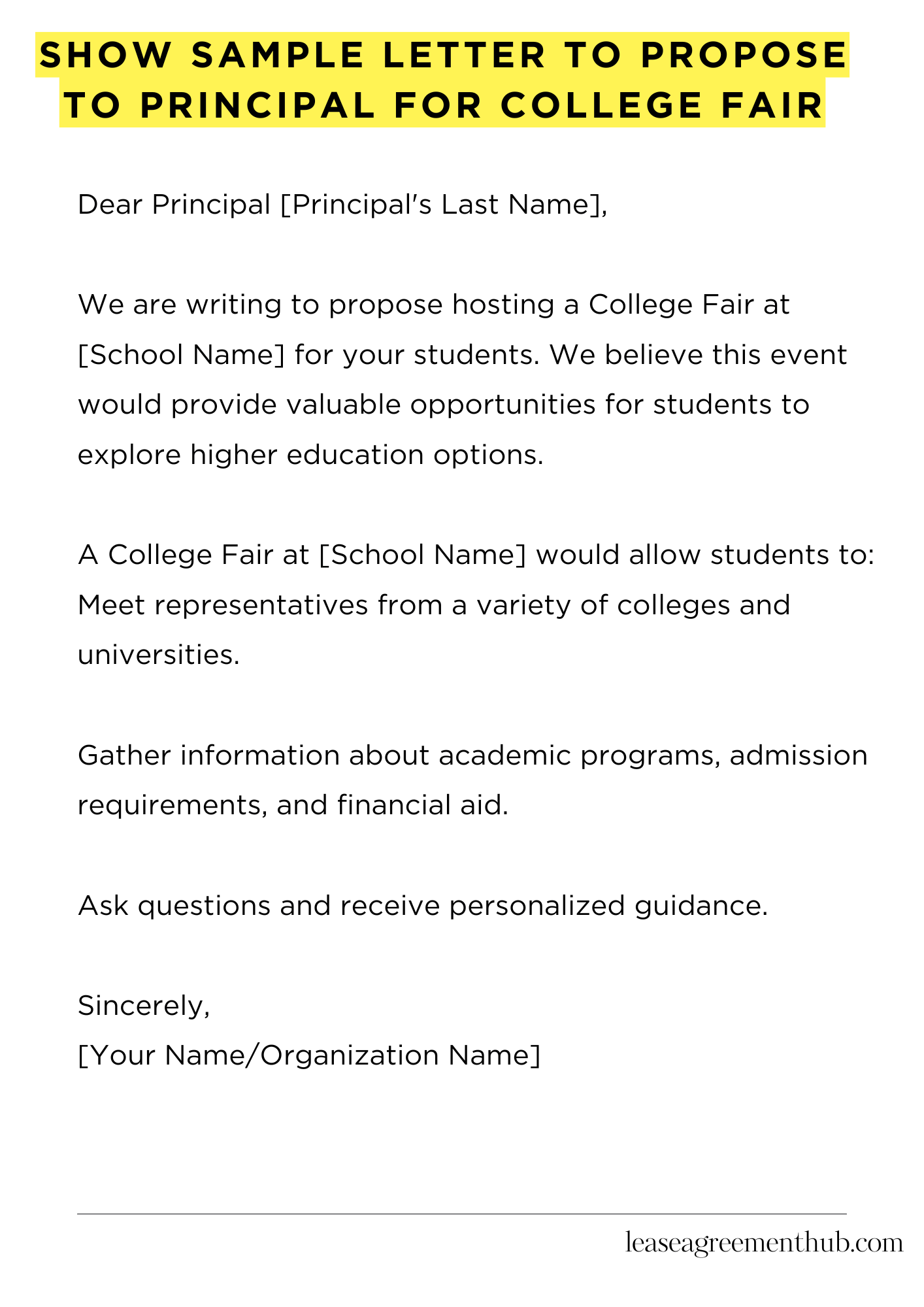 Show Sample Letter To Propose To Principal For College Fair