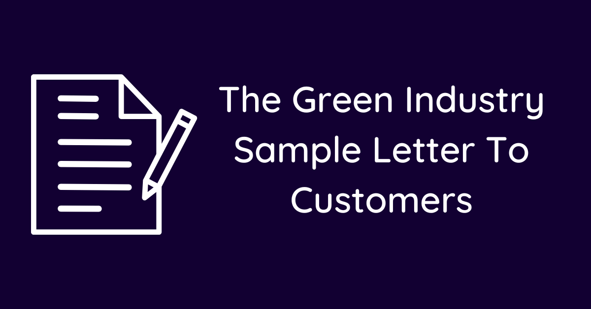 The Green Industry Sample Letter To Customers