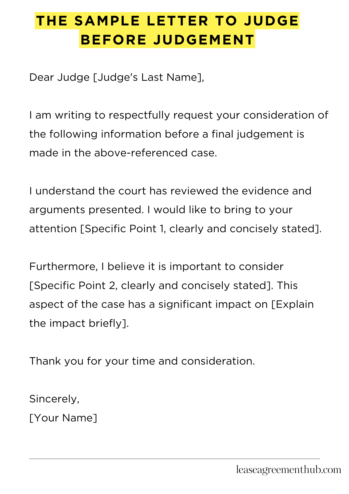 The Sample Letter To Judge Before Judgement