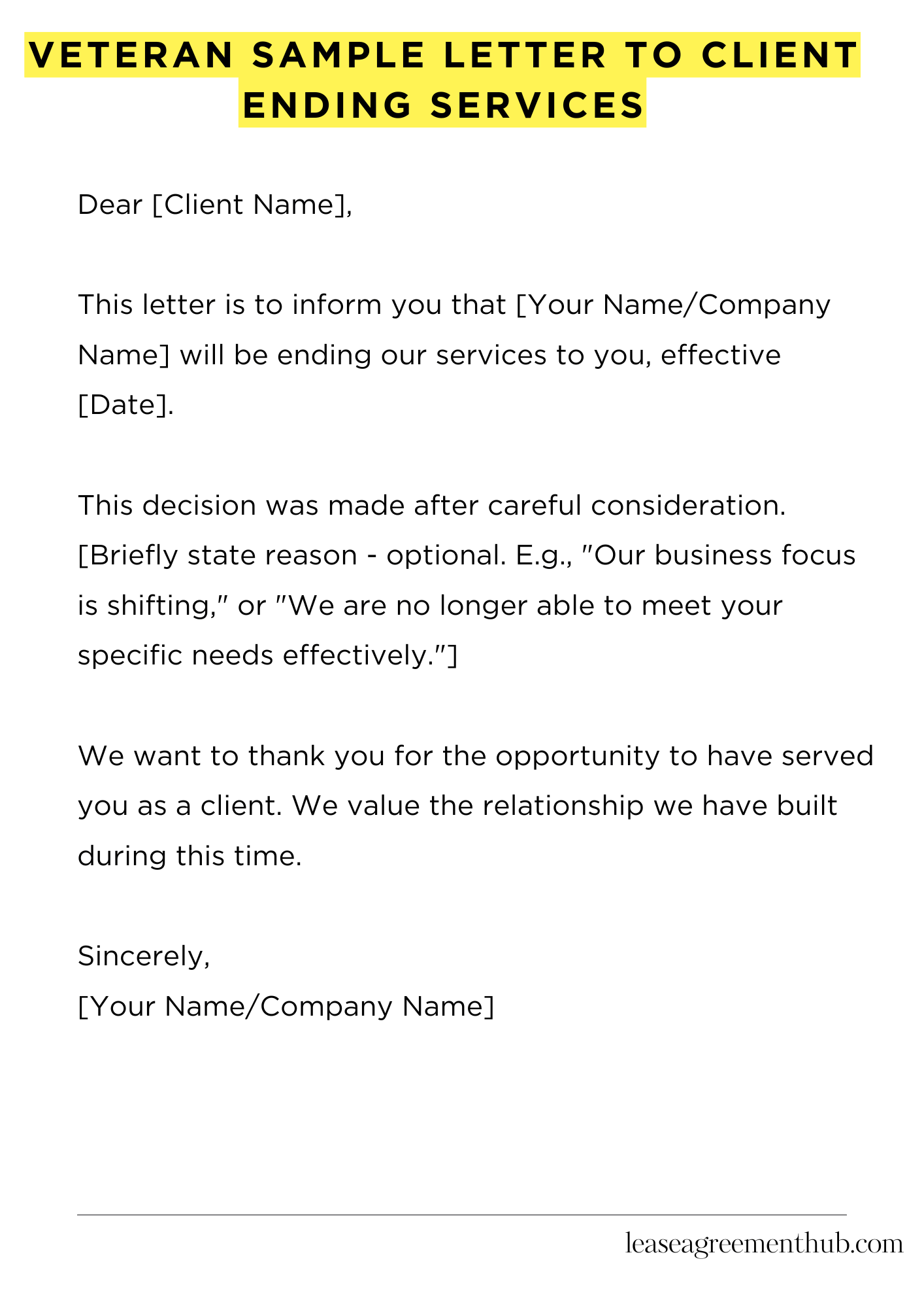 Veteran Sample Letter To Client Ending Services