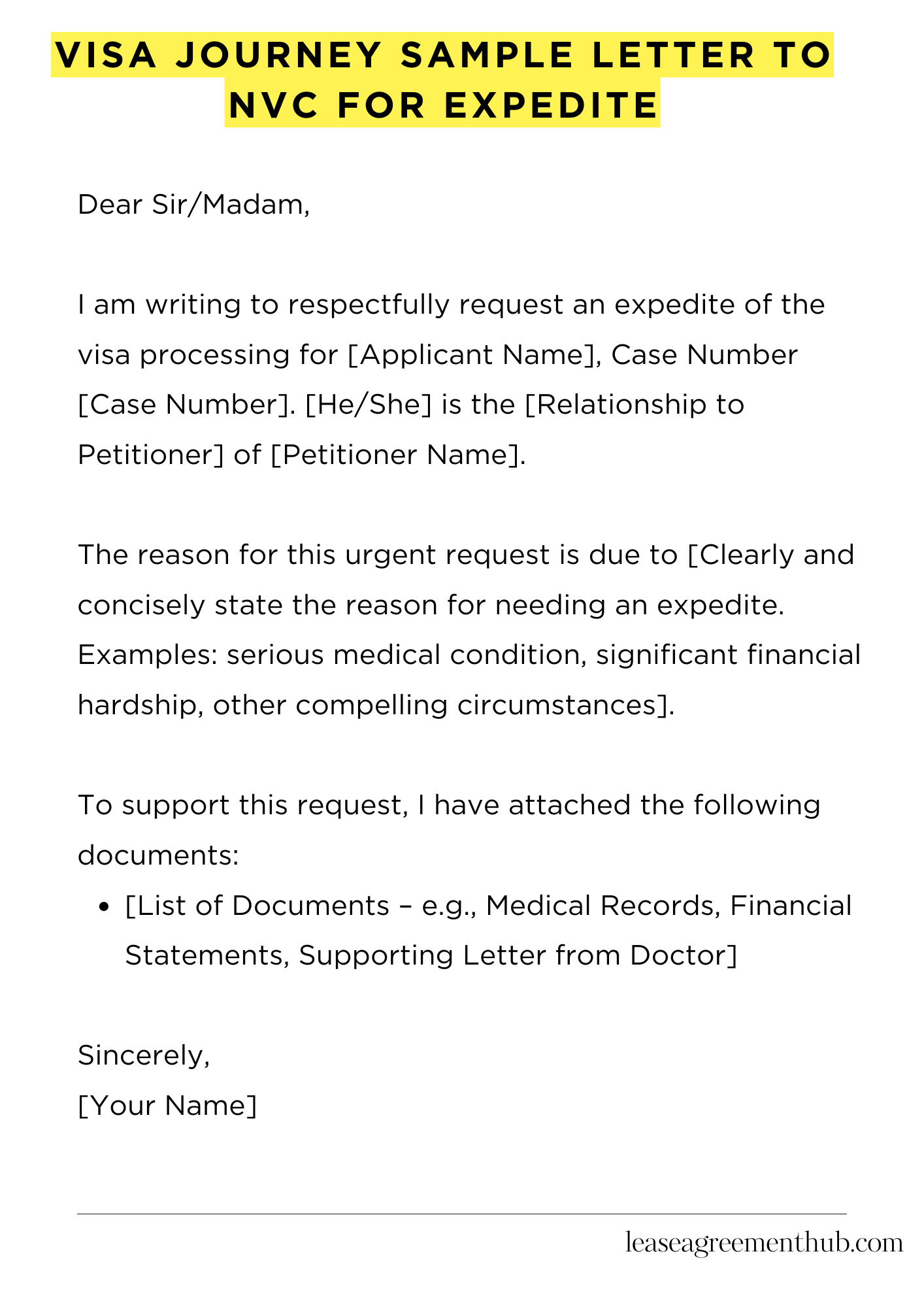 Visa Journey Sample Letter To Nvc For Expedite