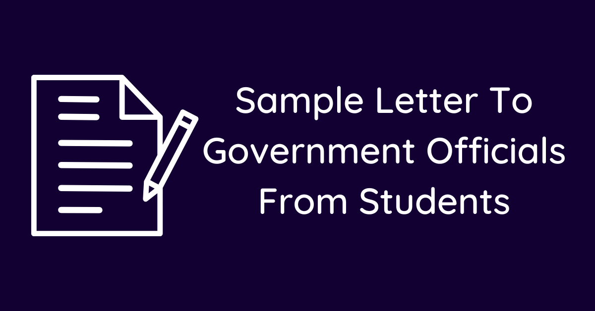 Sample Letter To Government Officials From Students