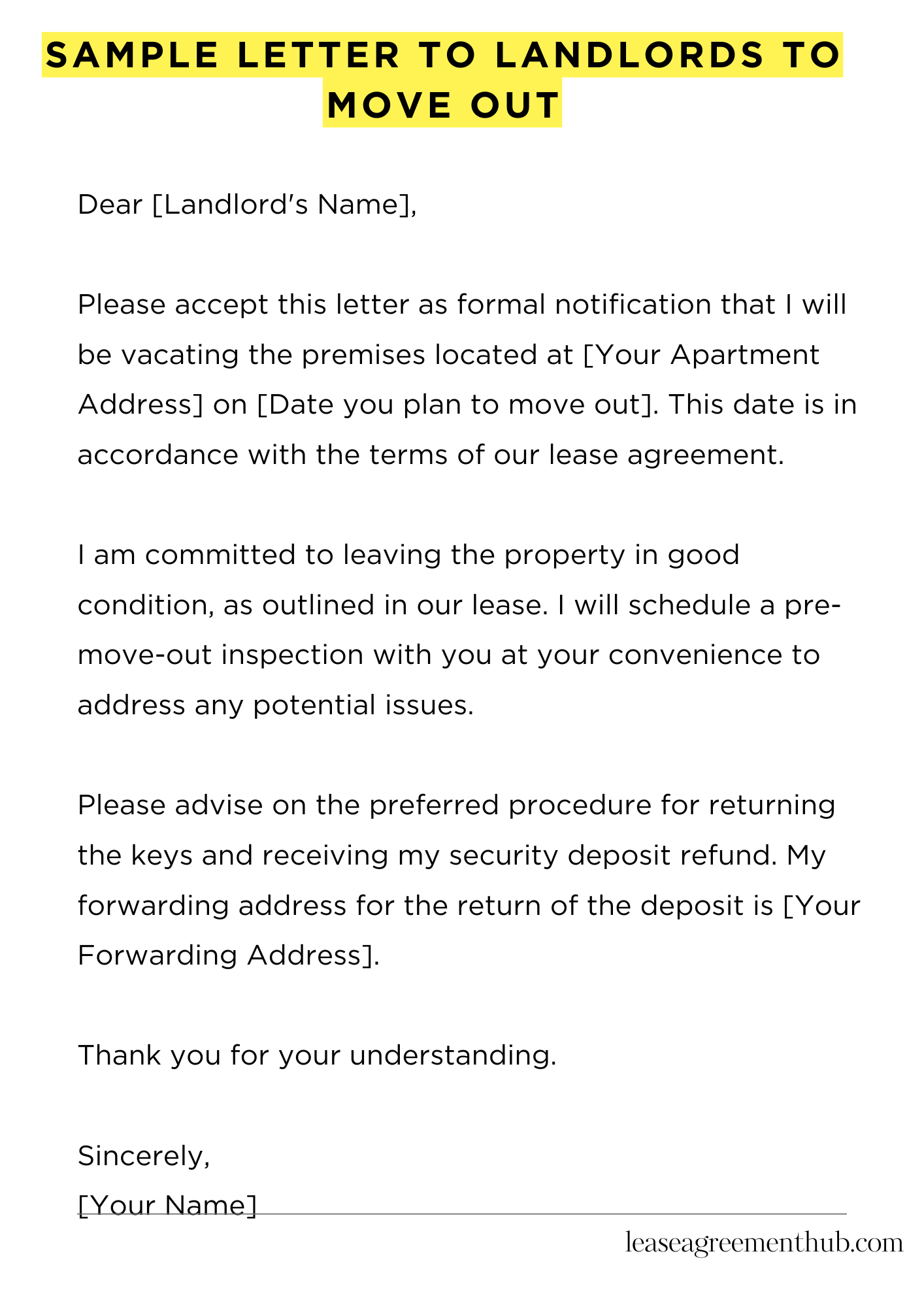 Sample Letter To Landlords To Move Out