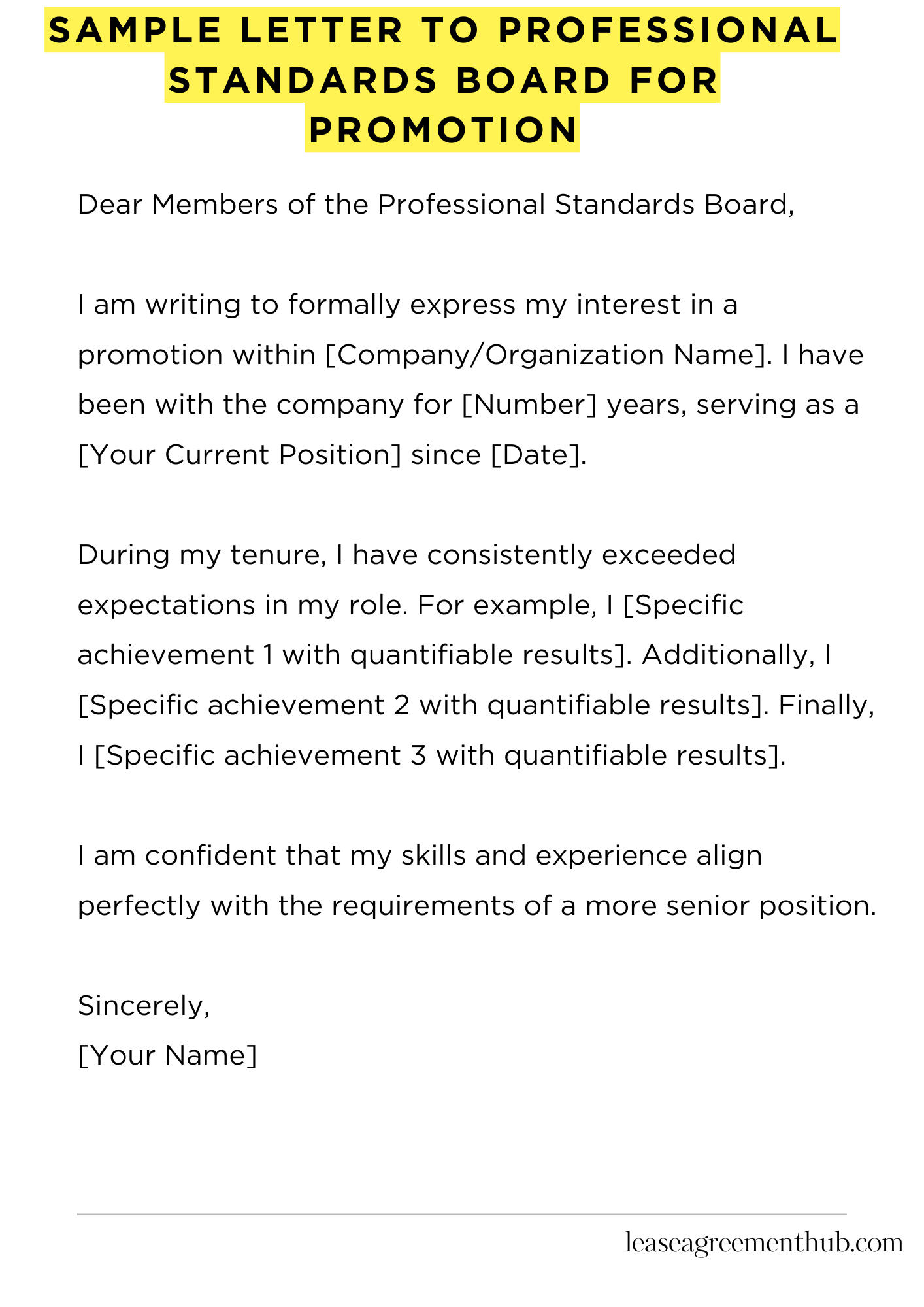 Sample Letter To Professional Standards Board For Promotion