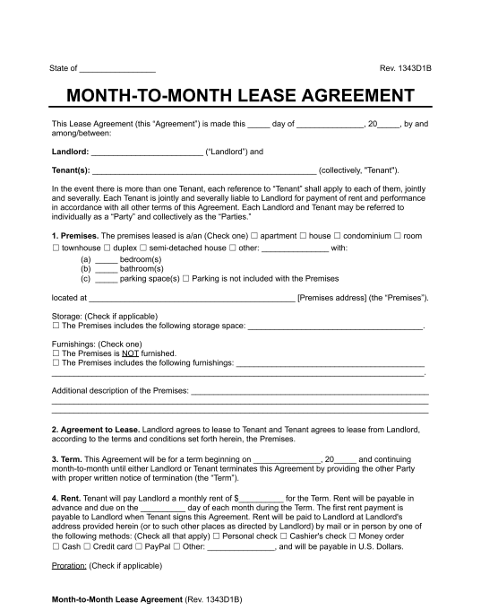 Month-to-Month Lease Agreement