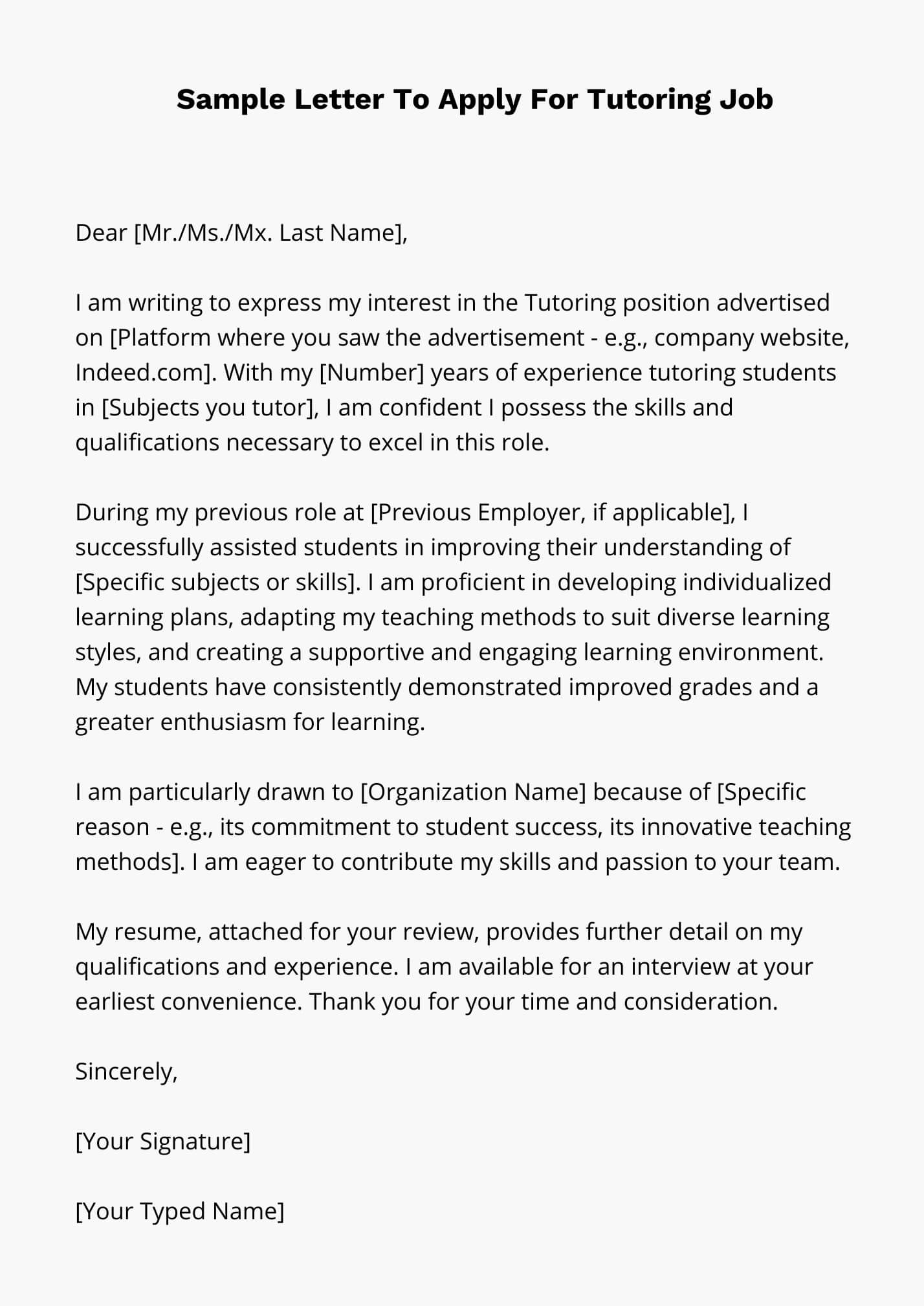 Sample Letter To Apply For Tutoring Job (1)