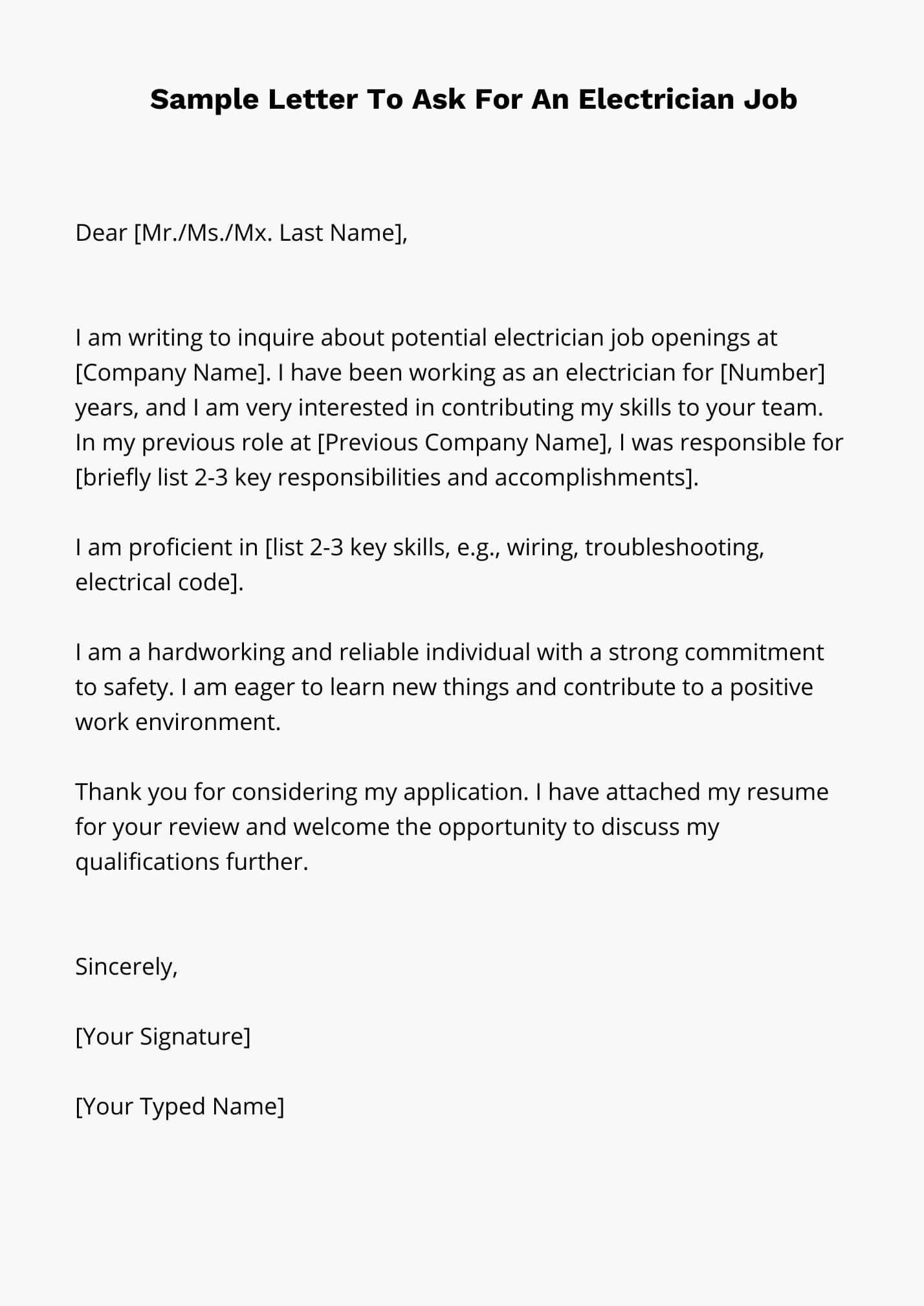 Sample Letter To Ask For An Electrician Job (1)