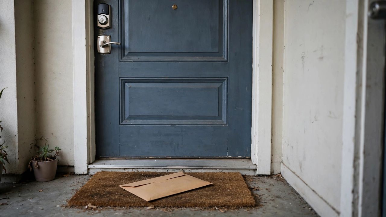 A visual of an apartment door with a changed lock showing an illegal self help eviction attempt.